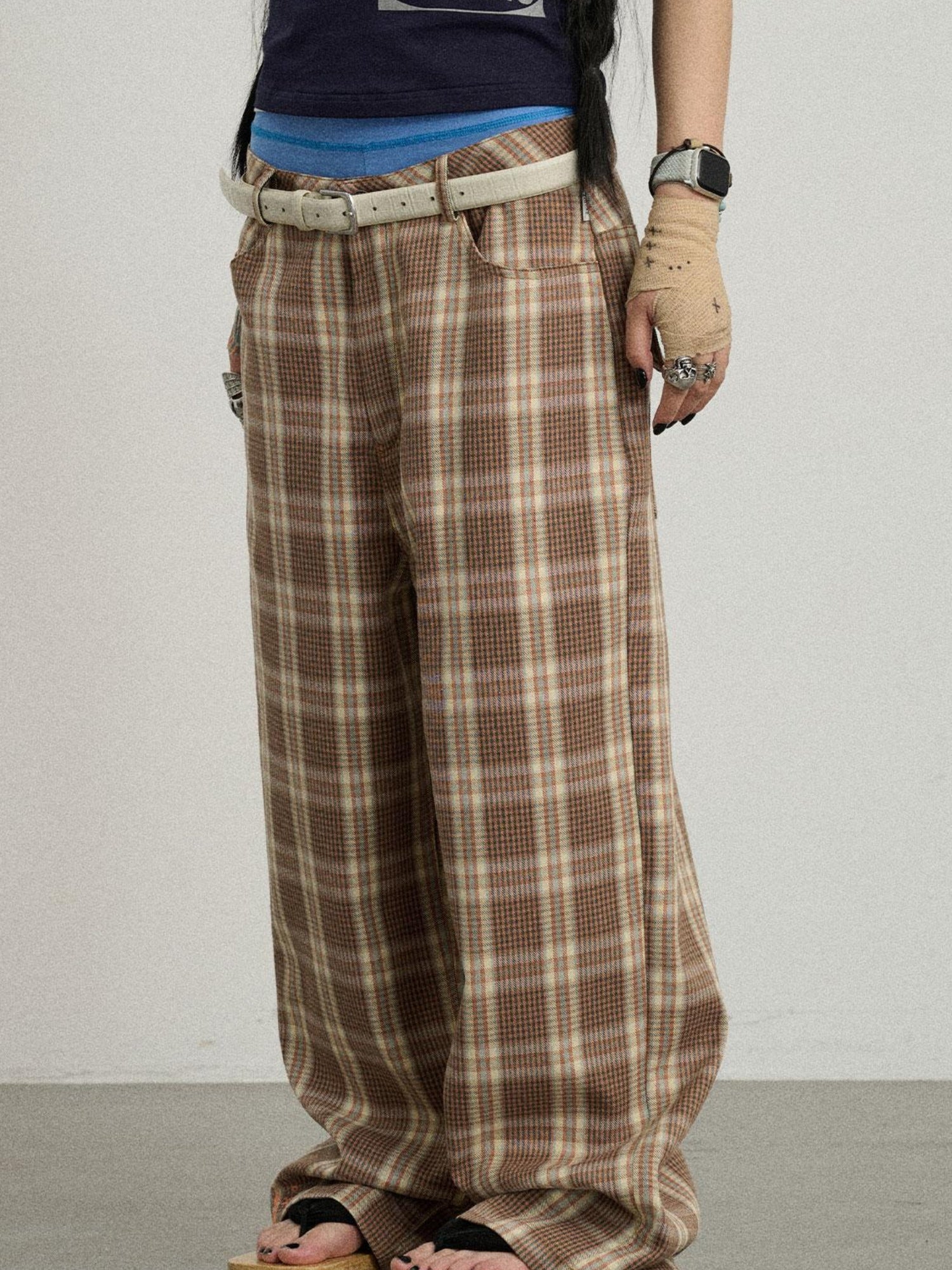 Achihara Trendy Mosaic Print Pants For Women Fashion Trousers