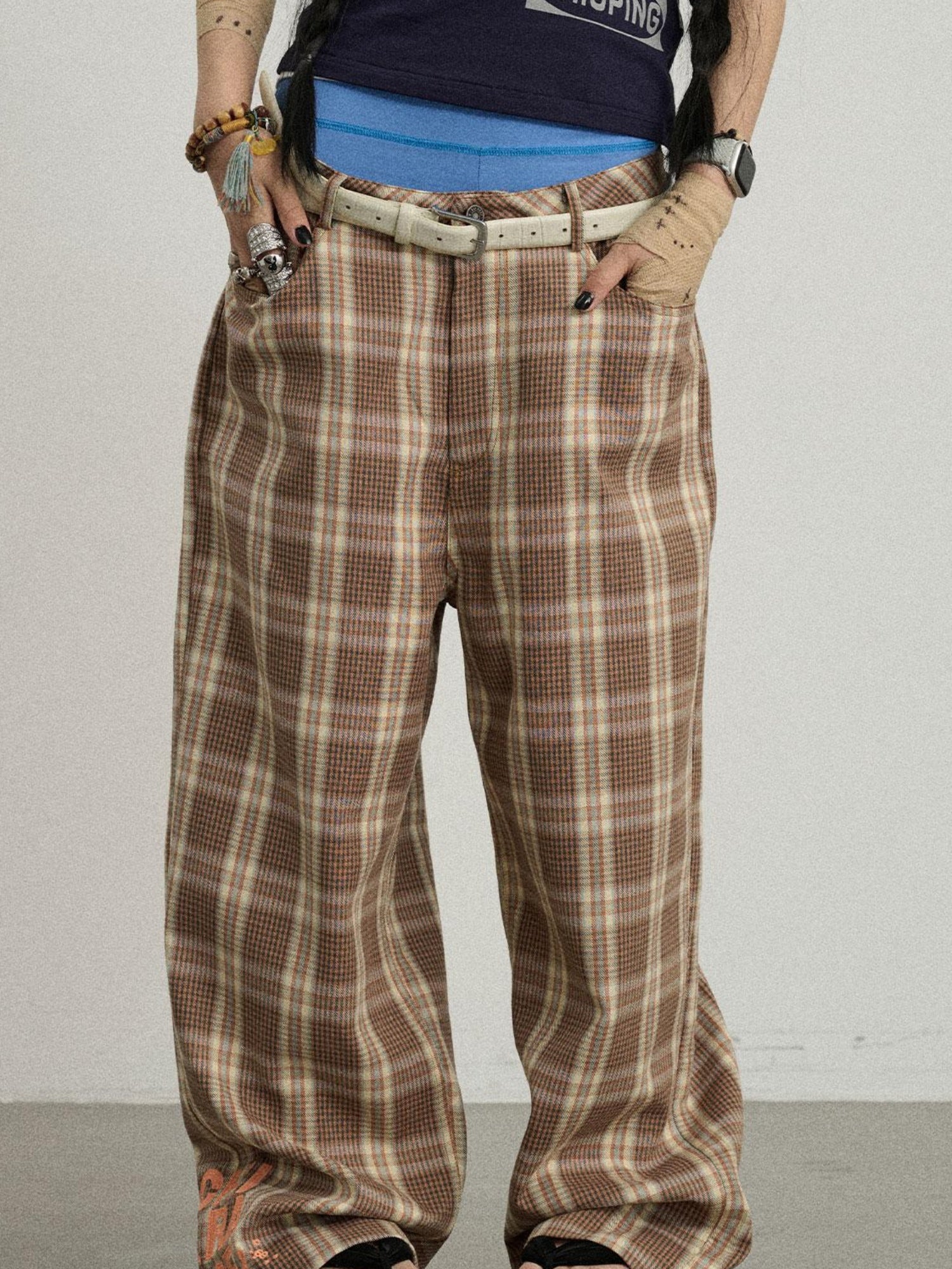 Achihara Trendy Mosaic Print Pants For Women Fashion Trousers