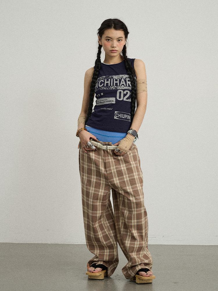 Achihara Trendy Mosaic Print Pants For Women Fashion Trousers