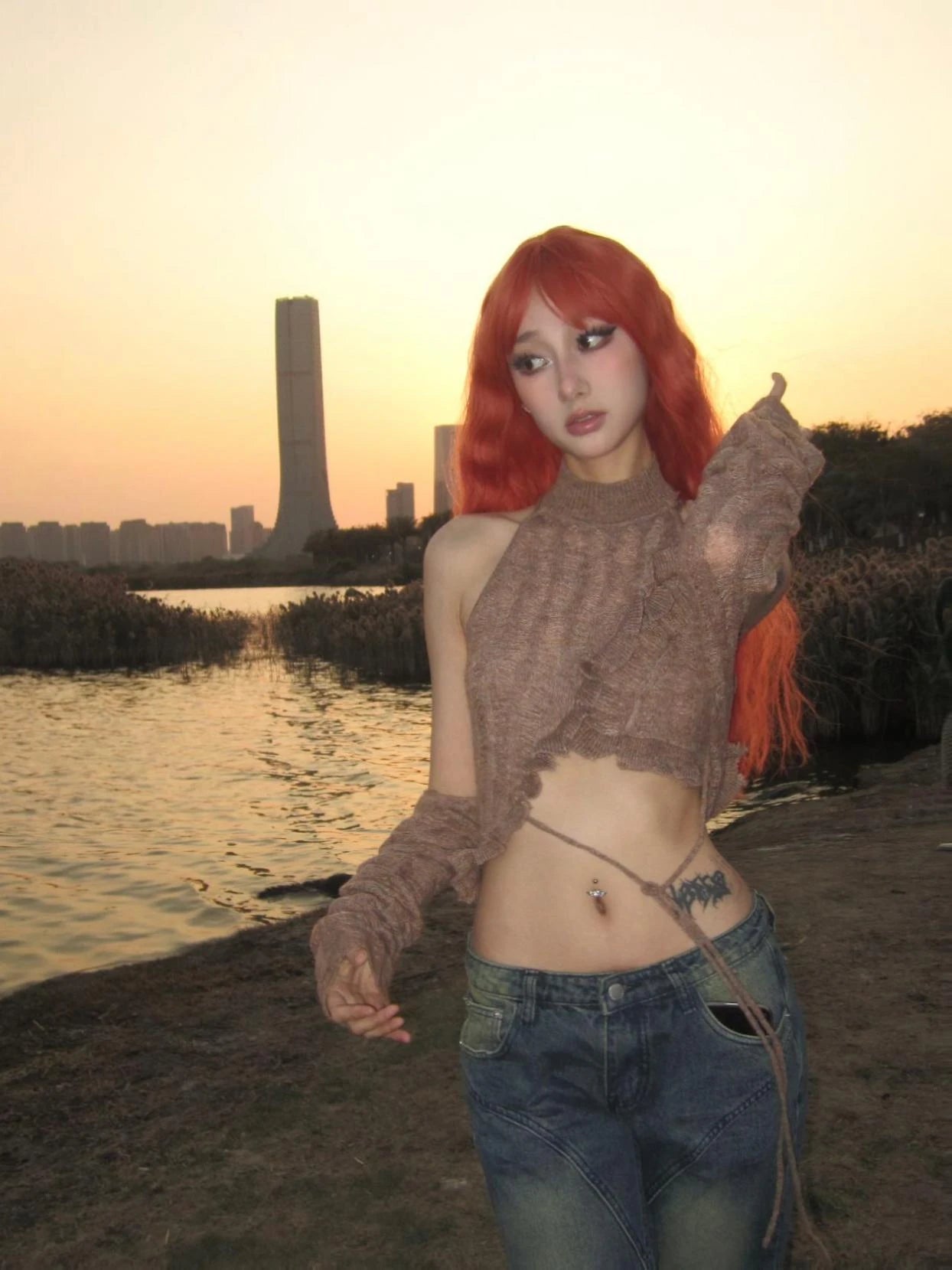 Tricolor Wool Knitted Hollow Top