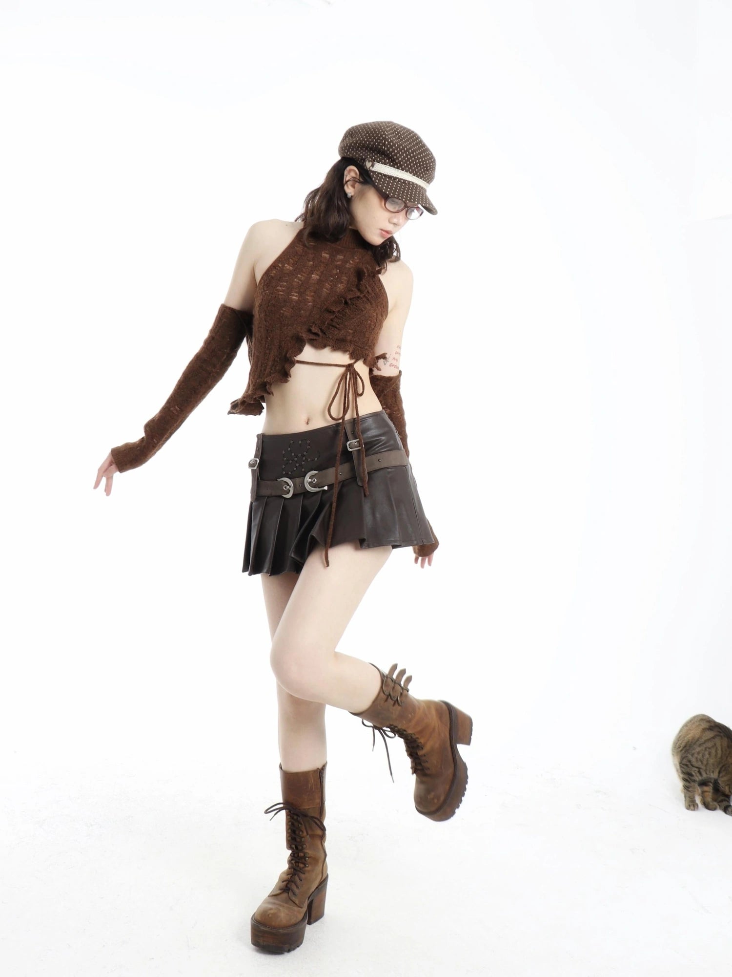 Tricolor Wool Knitted Hollow Top