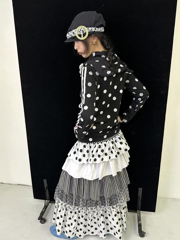 Ttsunami Black Polka Dot Knitted Patchwork Cake Women&