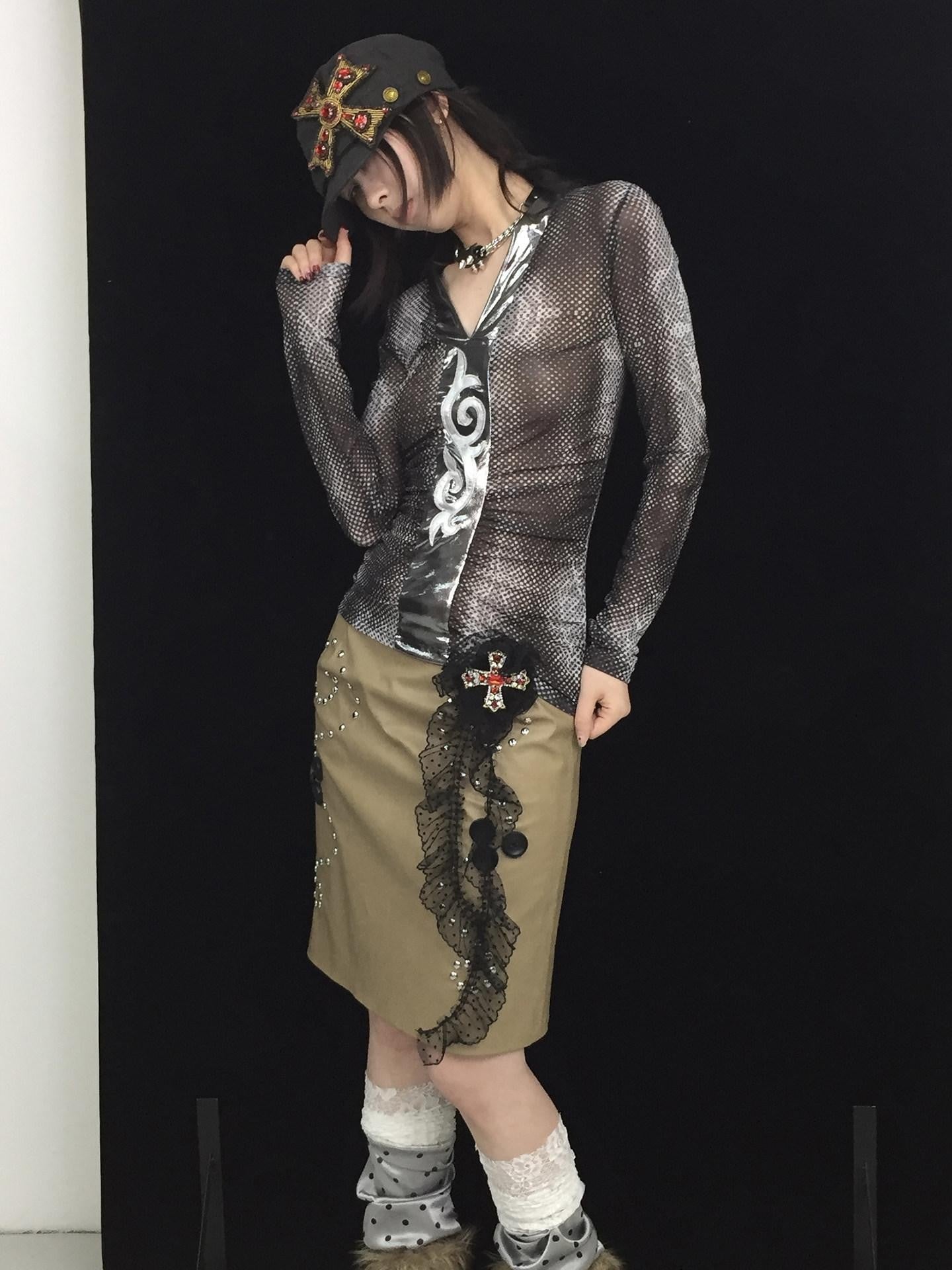 Ttsunami Black Polka Dot Spliced Totem V-neck Women&