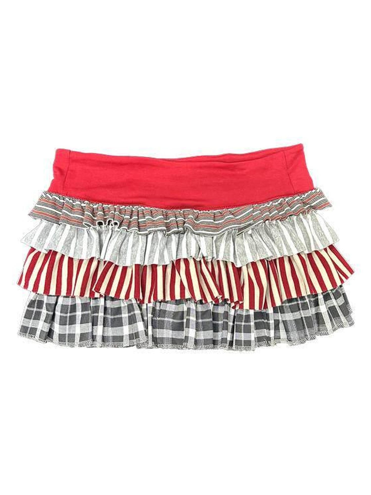 Ttsunami Cute Pink Patchwork Pleated Mid Waist Aline Women&
