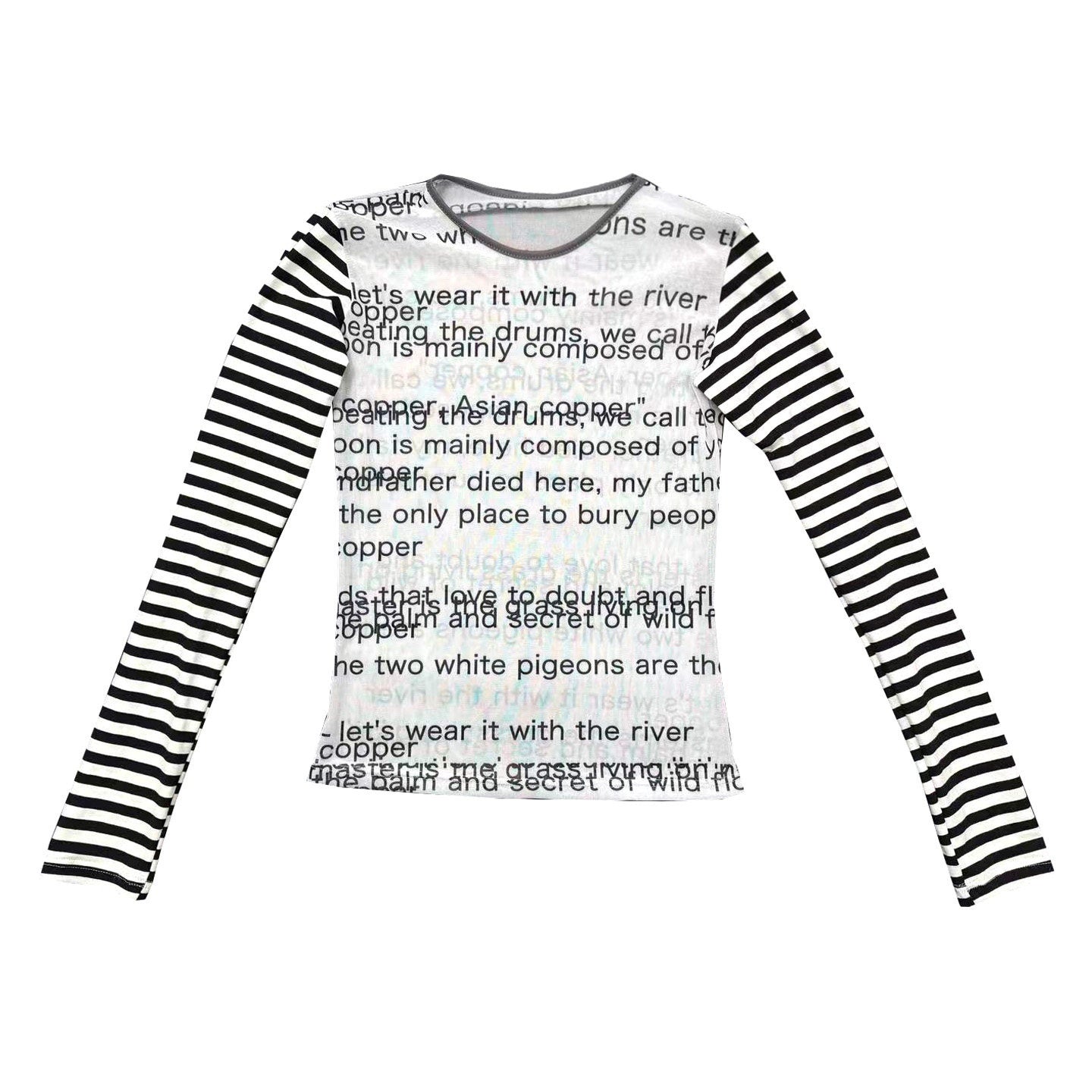 Ttsunami_Doll_Face_Mesh_Print_Letter_High_Neck_Slim_Women&