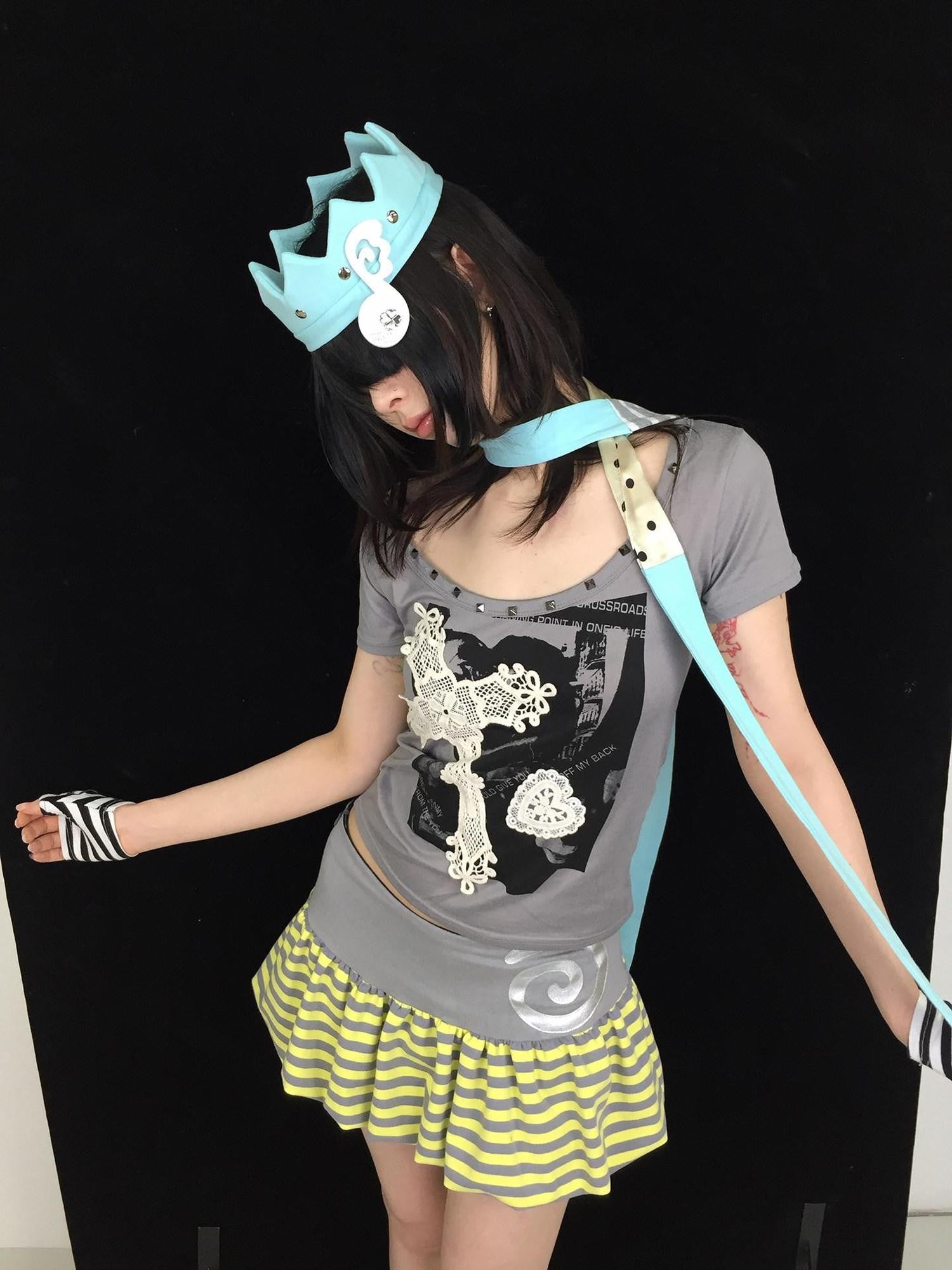 Ttsunami Mint Green Patchwork Polka Dot Stripe Women&