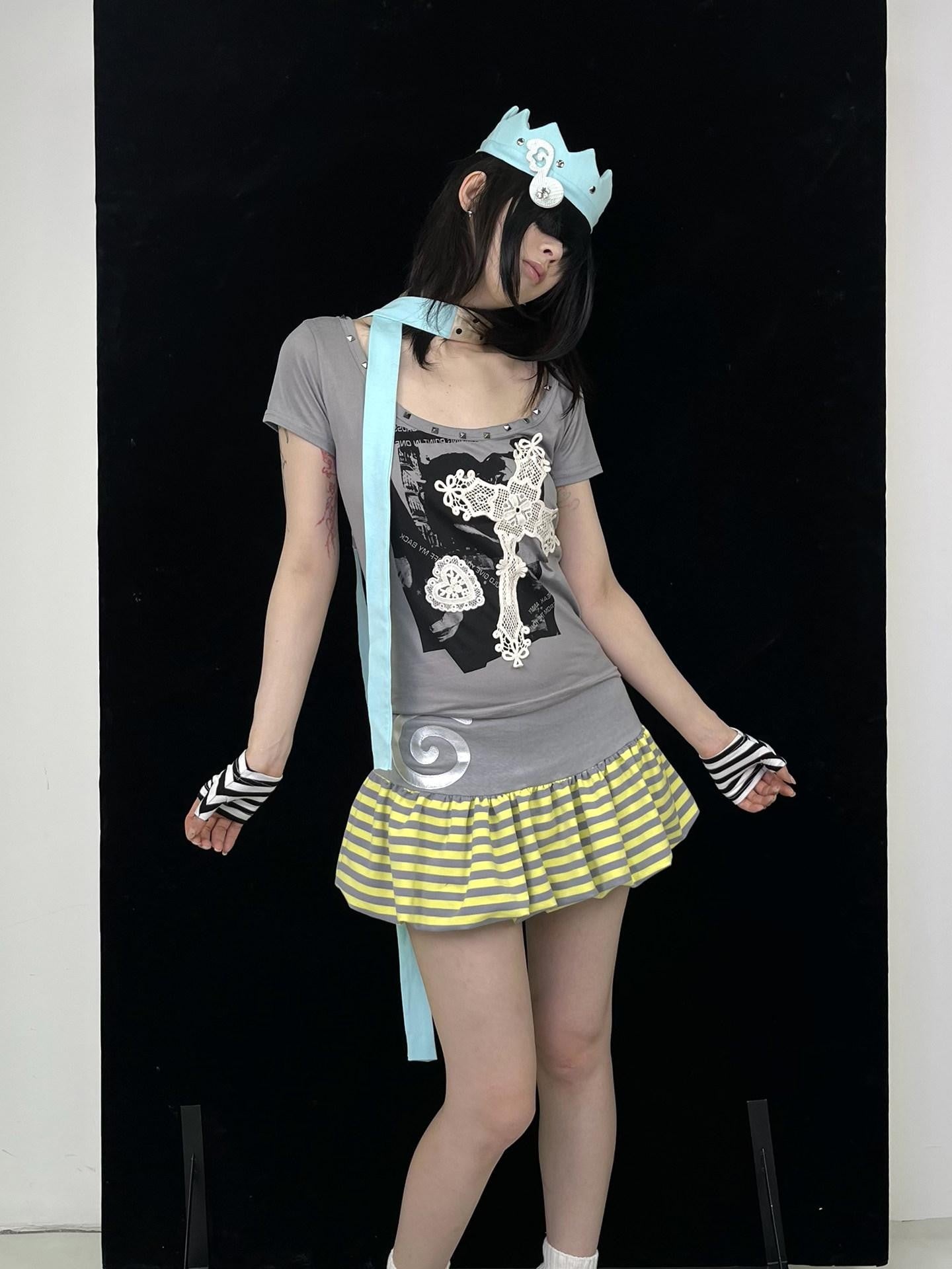 Ttsunami Mint Green Patchwork Polka Dot Stripe Women&