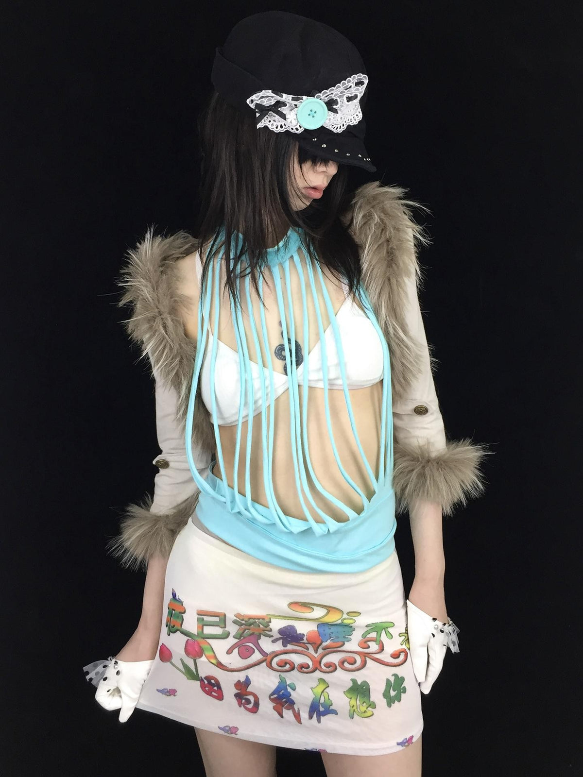Ttsunami Supersaturated Skull Text Print Slim Fit A Line Women&