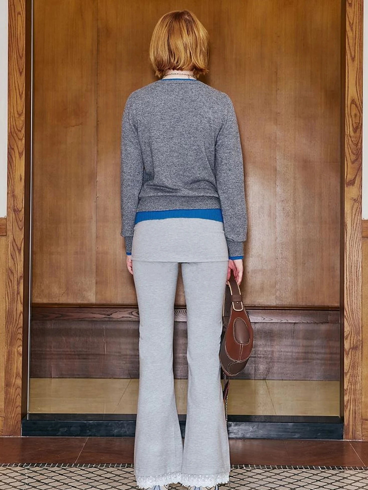 Two Tone Layered Bow Embroidered Cardigan