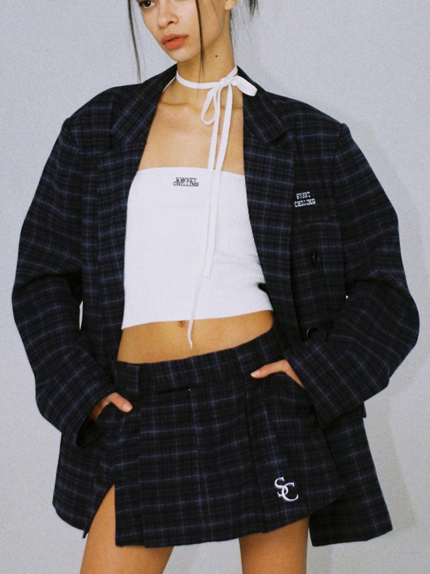 SweetChilling Unisex Boyfriend Plaid Wool Blazer Casual Jacket