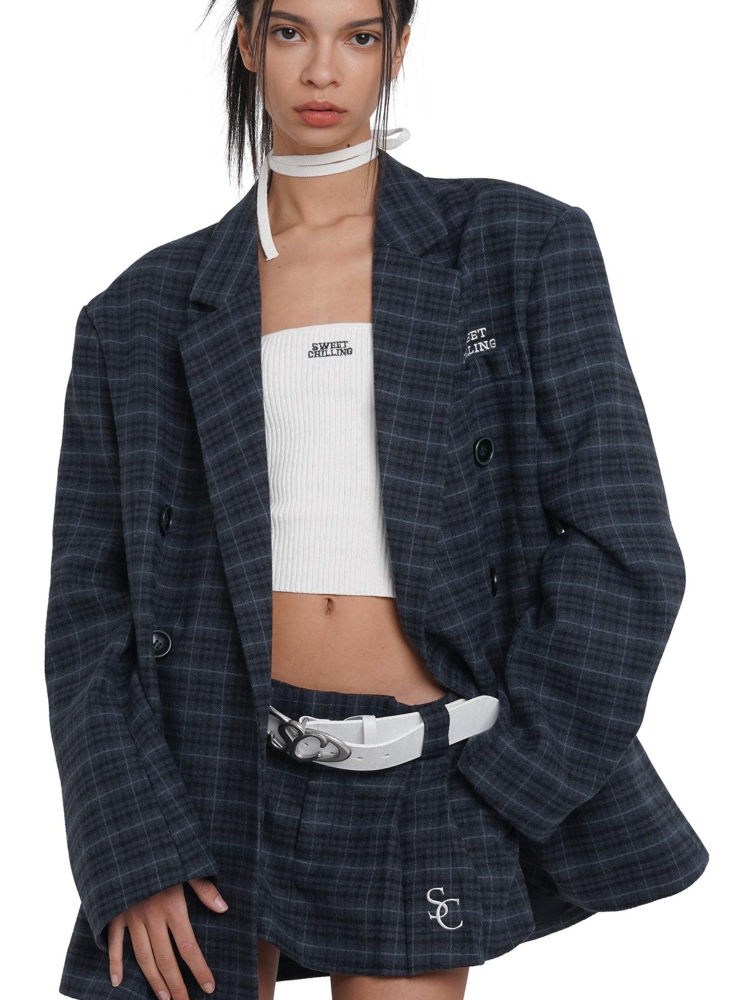 SweetChilling Unisex Boyfriend Plaid Wool Blazer Casual Jacket