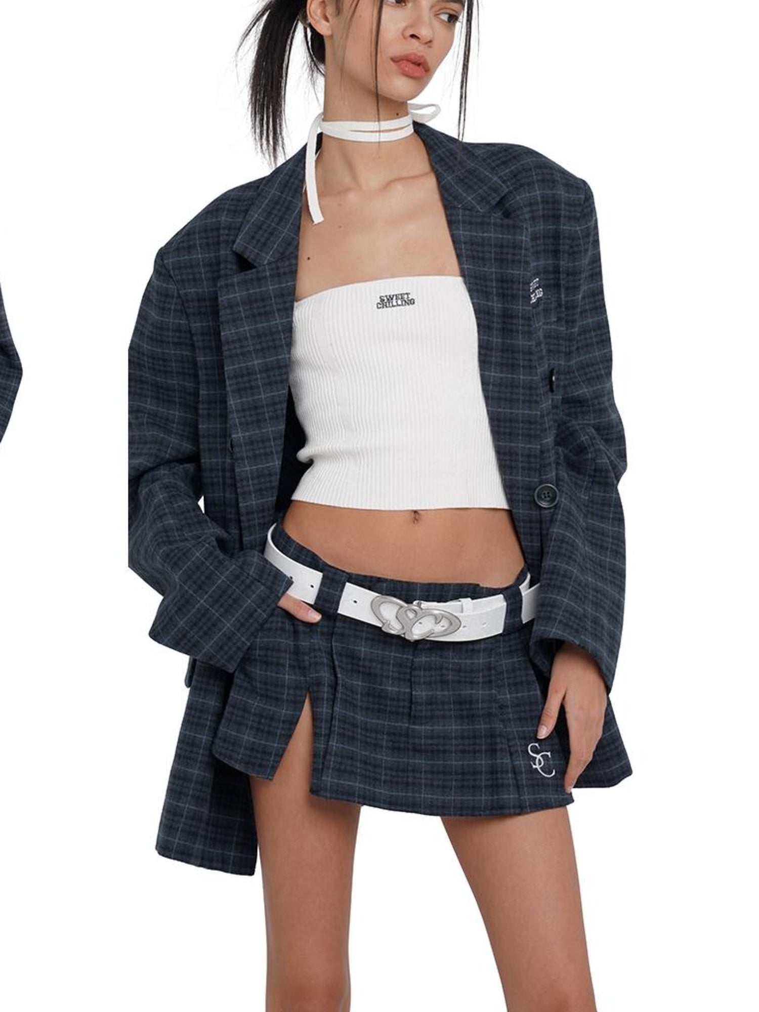 SweetChilling Unisex Boyfriend Plaid Wool Blazer Casual Jacket