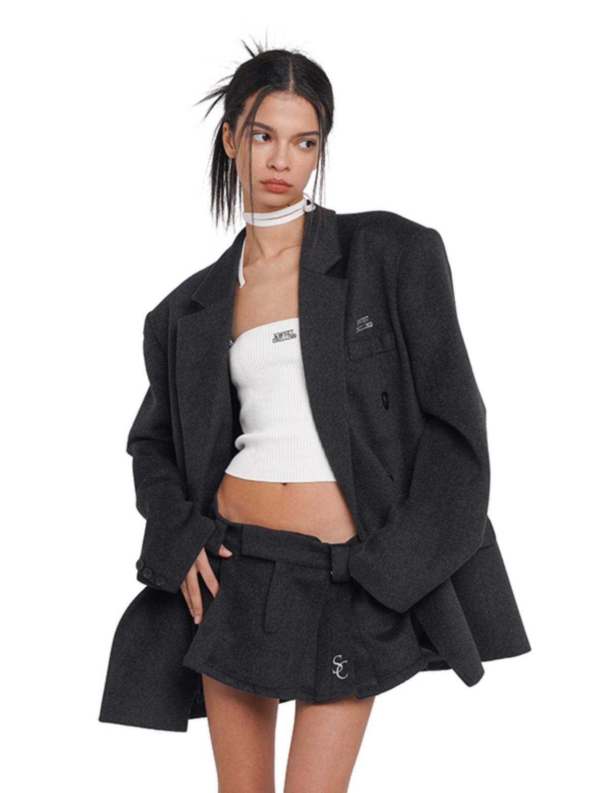 SweetChilling Unisex Boyfriend Plaid Wool Blazer Casual Jacket