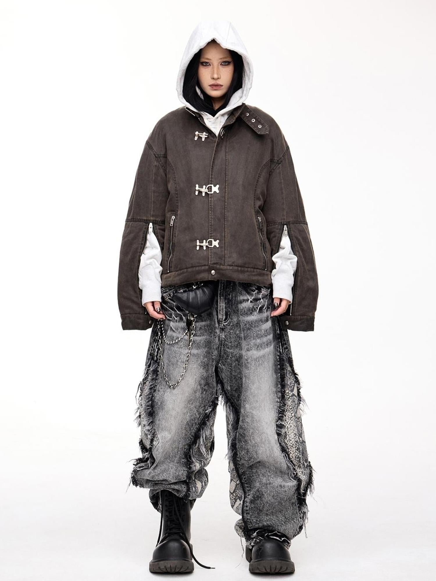 Peoplesense Unisex Deconstructed Washed Cotton Oversized Jacket