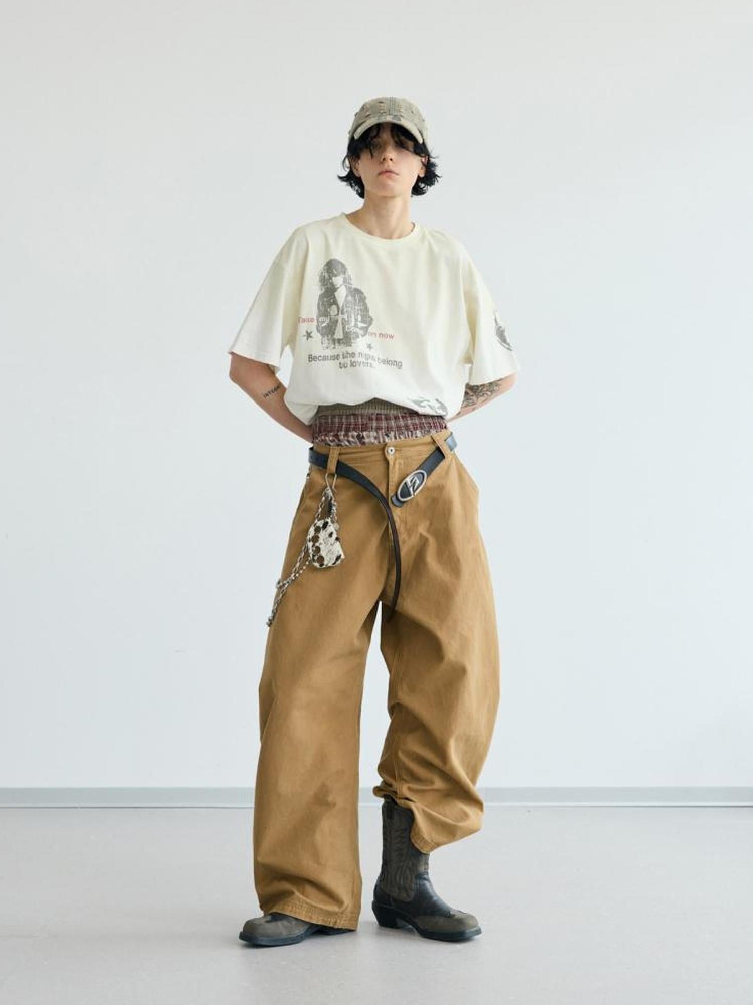 Peoplesense Unisex Vintage Oversized Tee With Gradient Print