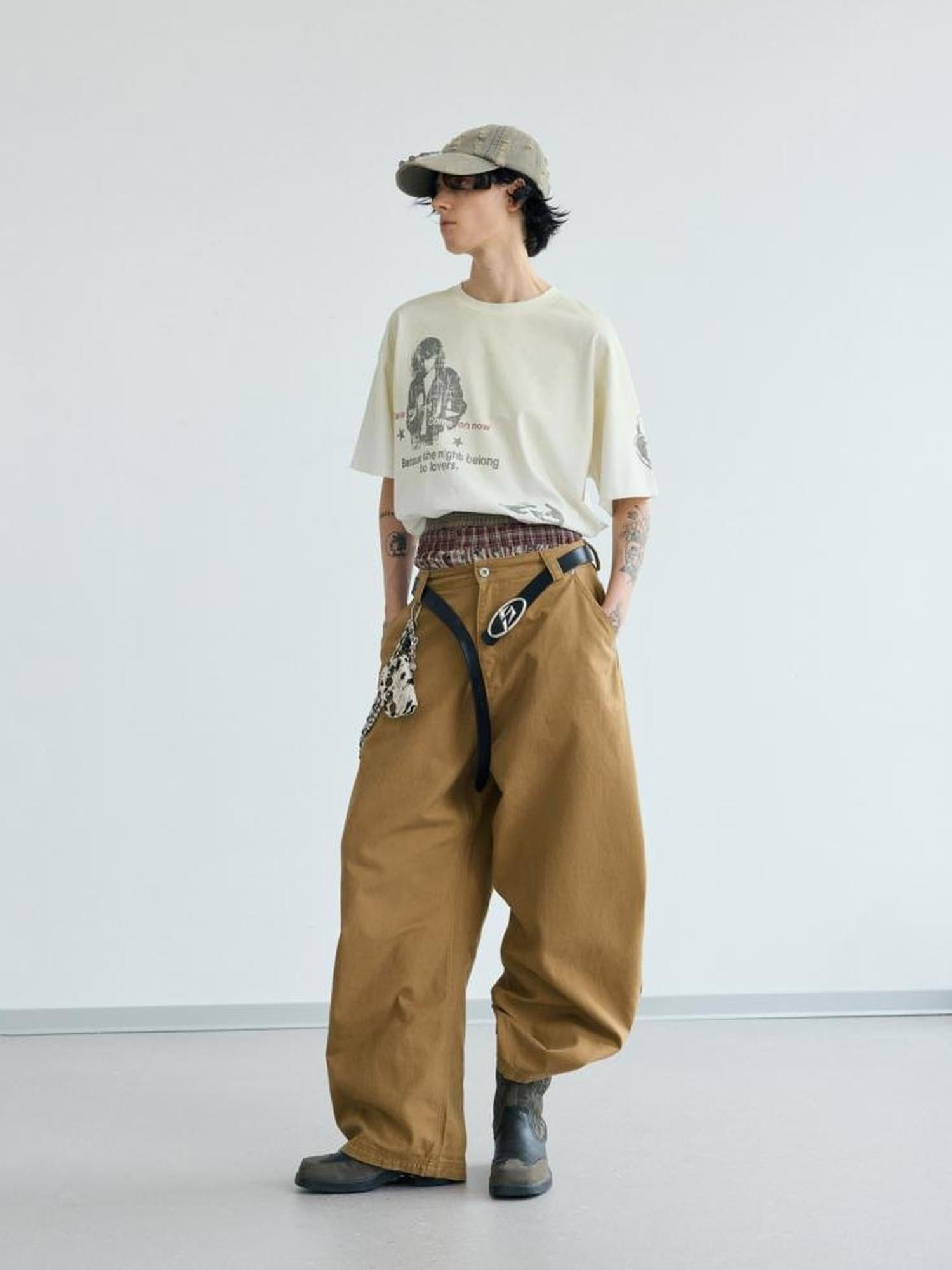 Peoplesense Unisex Vintage Oversized Tee With Gradient Print