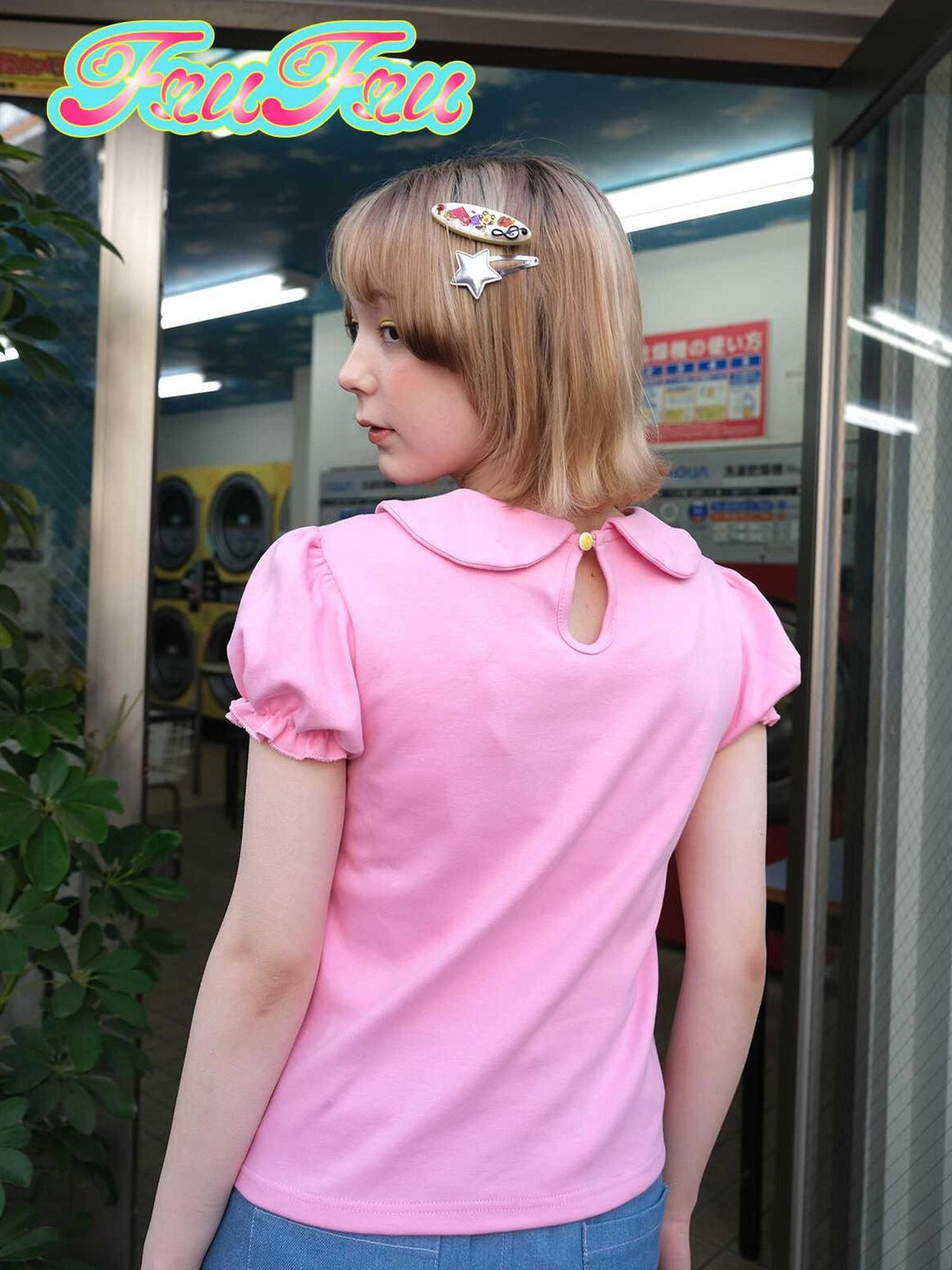 Frufru Gulu Unlined Cotton Loose Fit PVC Sleeve Top S M Size Manual Measure 1 3 Cm Error