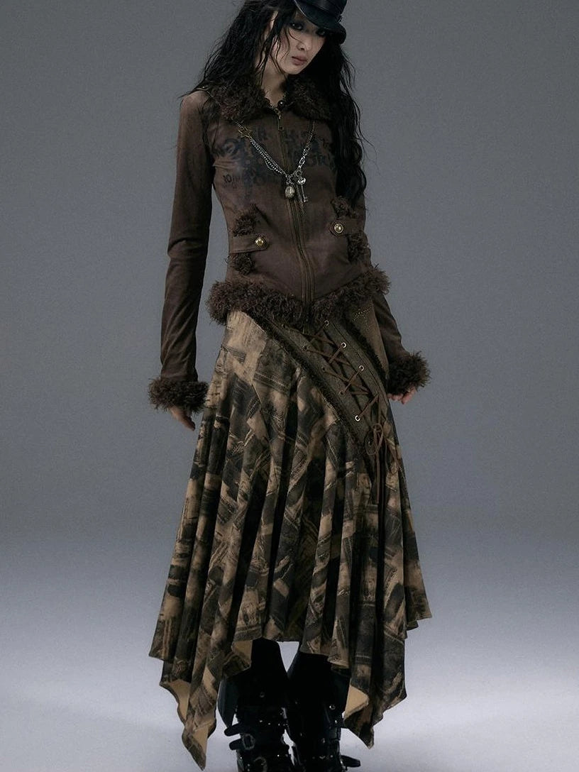 Urban Punk Rock Studded Asymmetrical Long Dresses