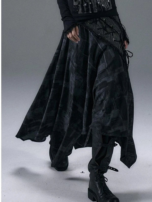 Urban Punk Rock Studded Asymmetrical Long Dresses