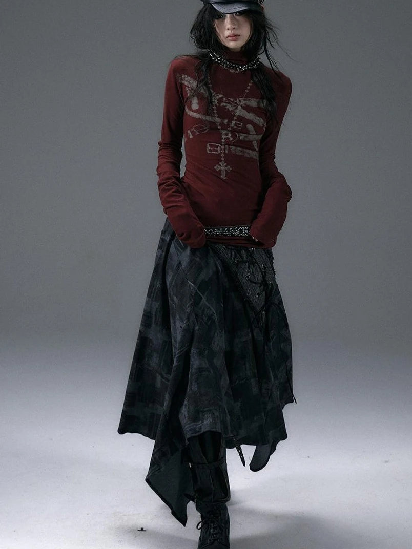Urban Punk Rock Studded Asymmetrical Long Dresses