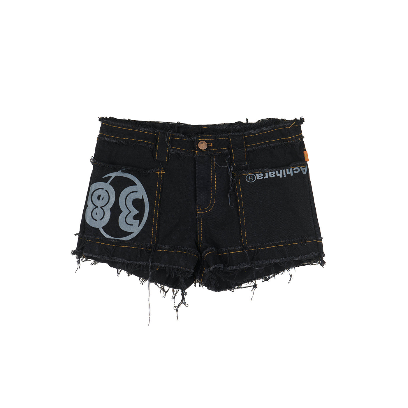 Achihara Maria Vintage Washed Denim Shorts Frayed Hem