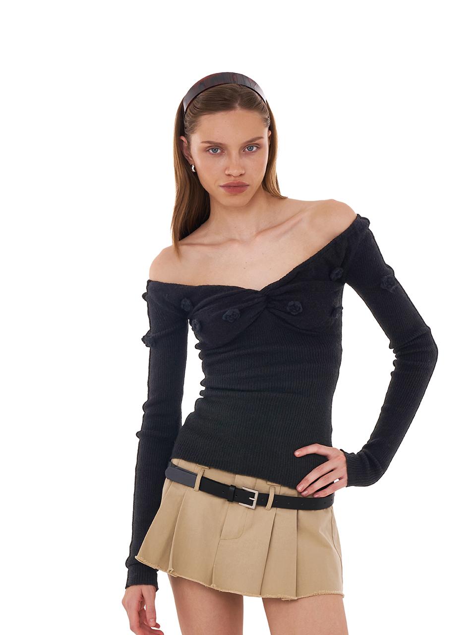 SweetChilling V-Neck 3D Hand-Knit Embroidered Sweater