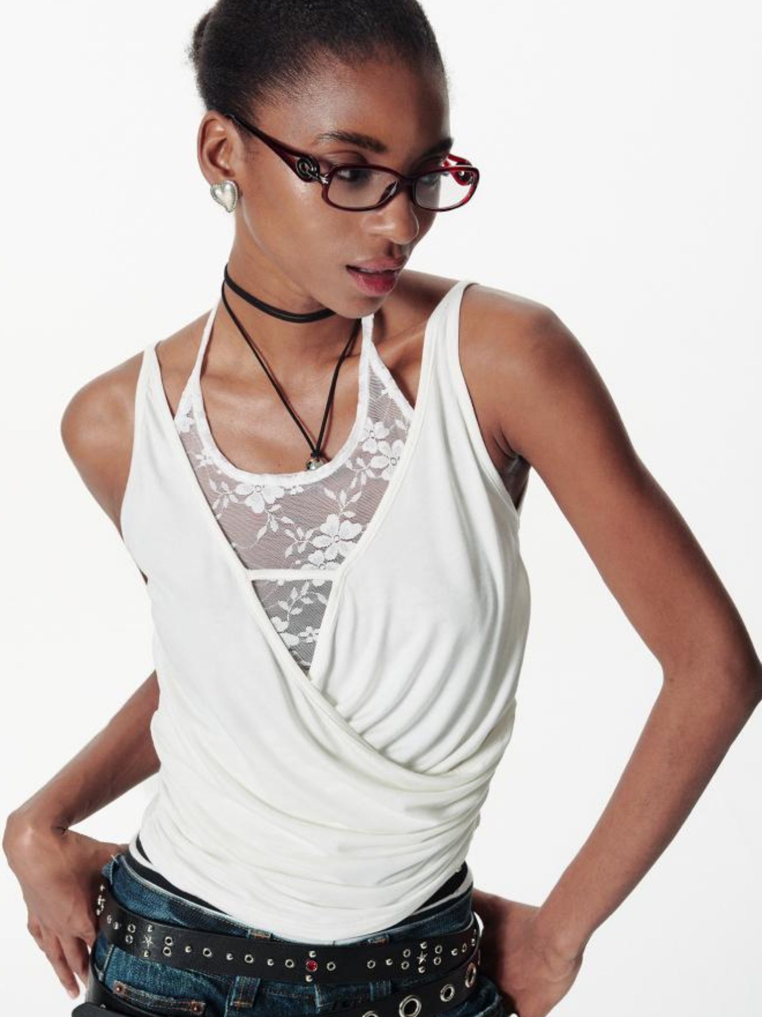2th Desire V-Neck Lace-Up Backless Peplum Halter Top Women