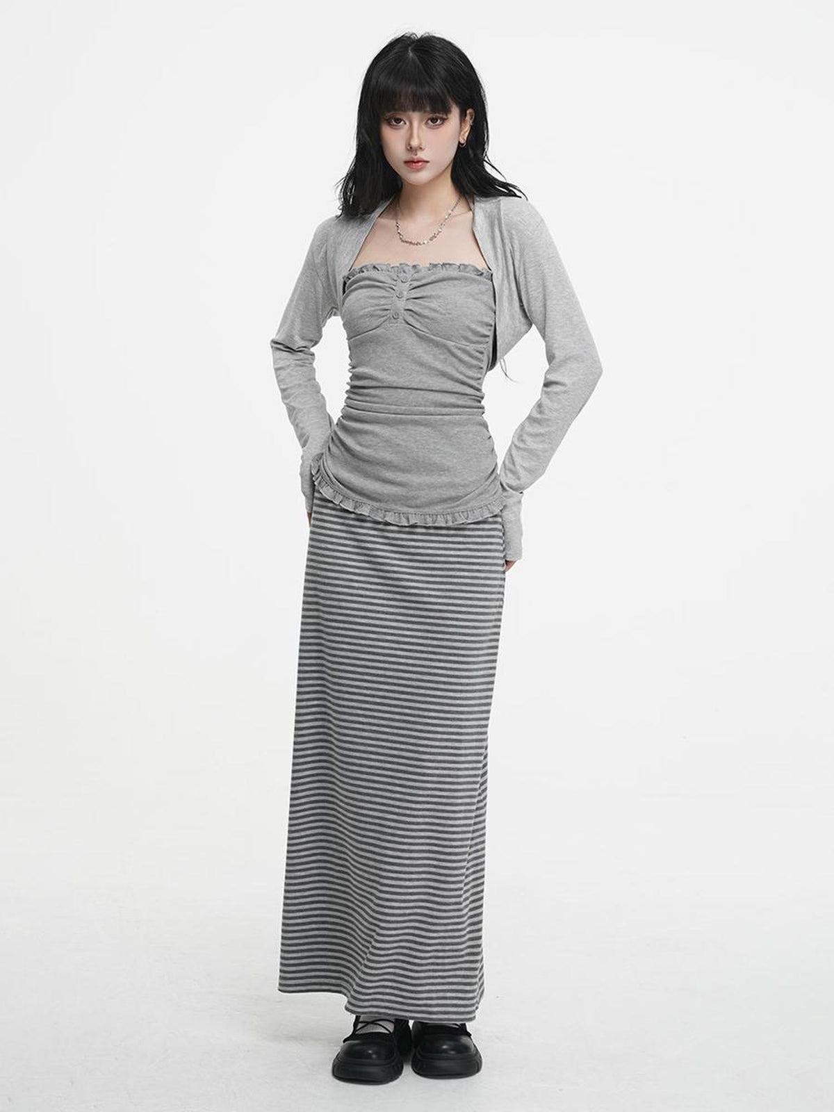 VEEMIX Sweet Lace Up Camisole Cardigan Two Piece Women&