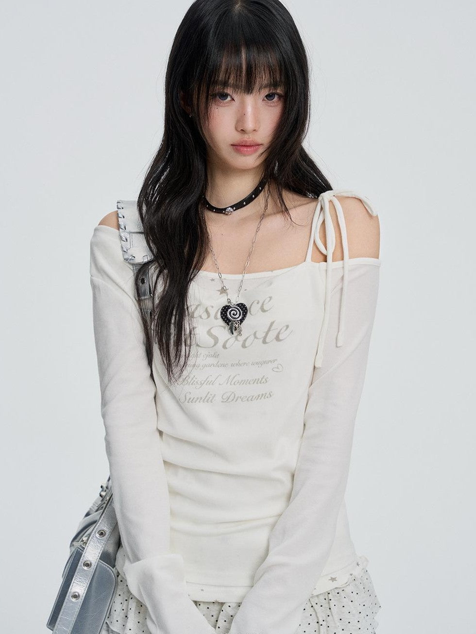 VEEMIX White One Shoulder Lace Up Print Women&