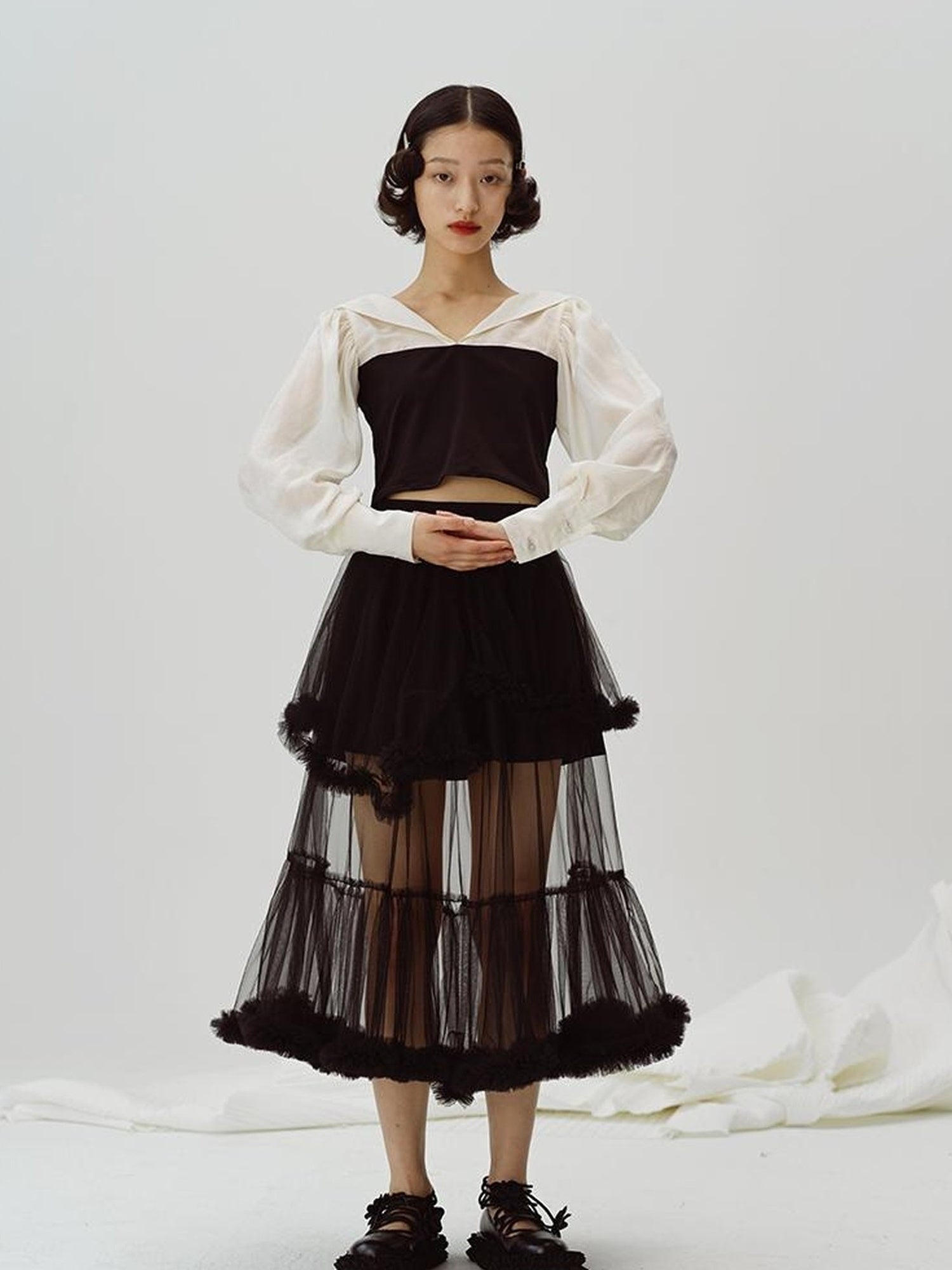 DIDDI MODA V Neck Contrast Spliced Sunshield Shirt