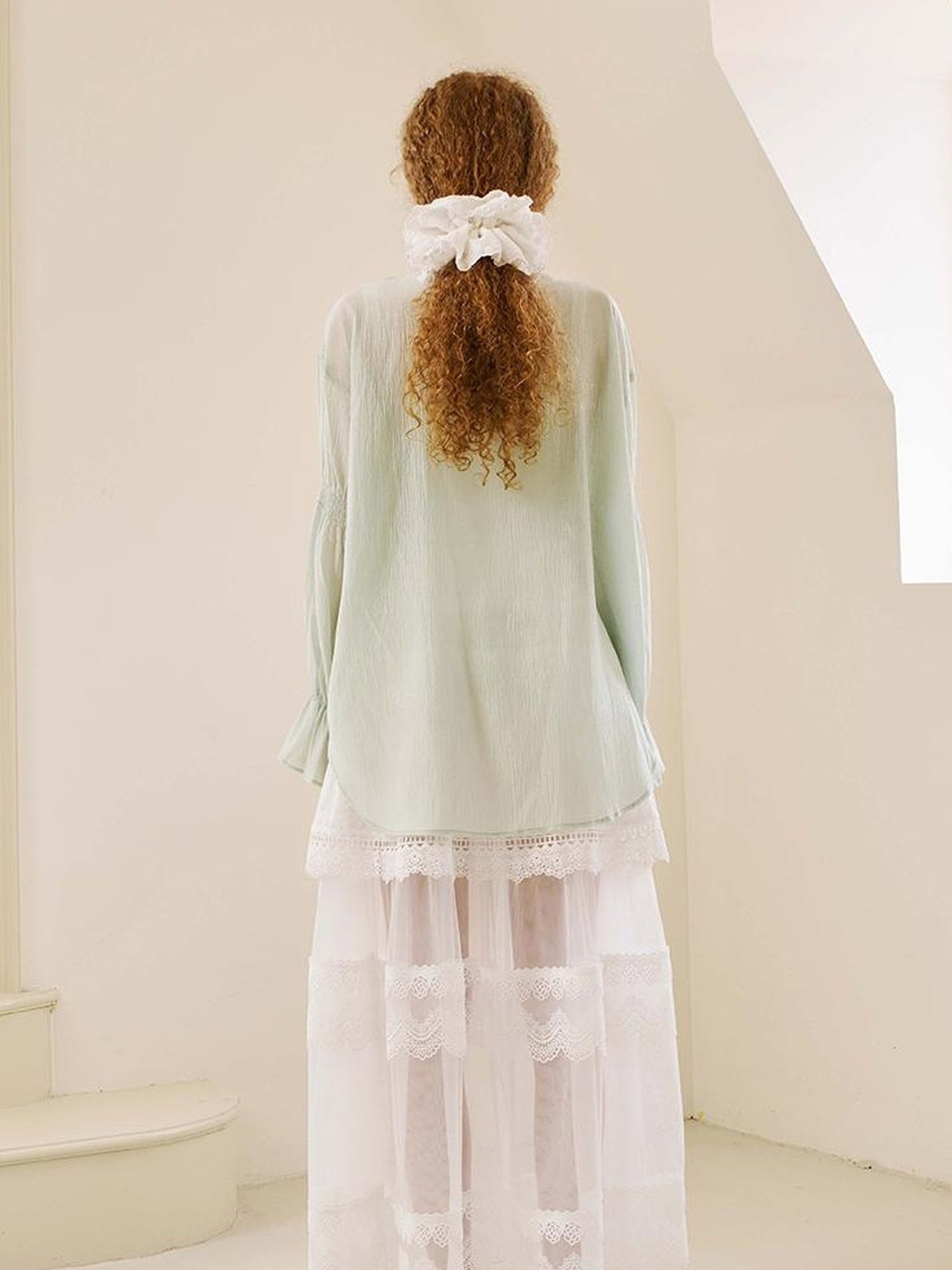 DIDDI MODA V Neck Embroidered Denim Shirt Jeans Set