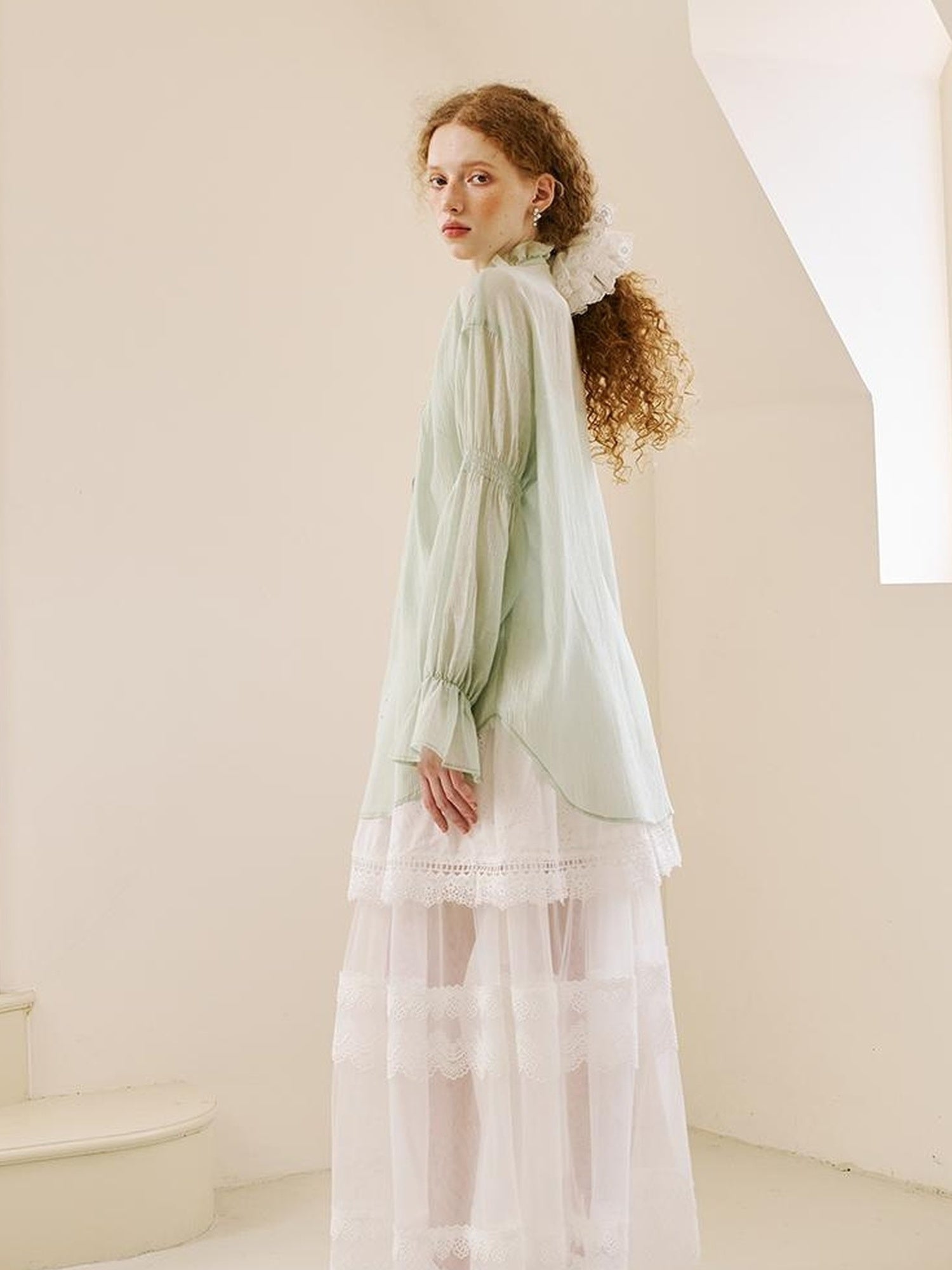 DIDDI MODA V Neck Embroidered Denim Shirt Jeans Set