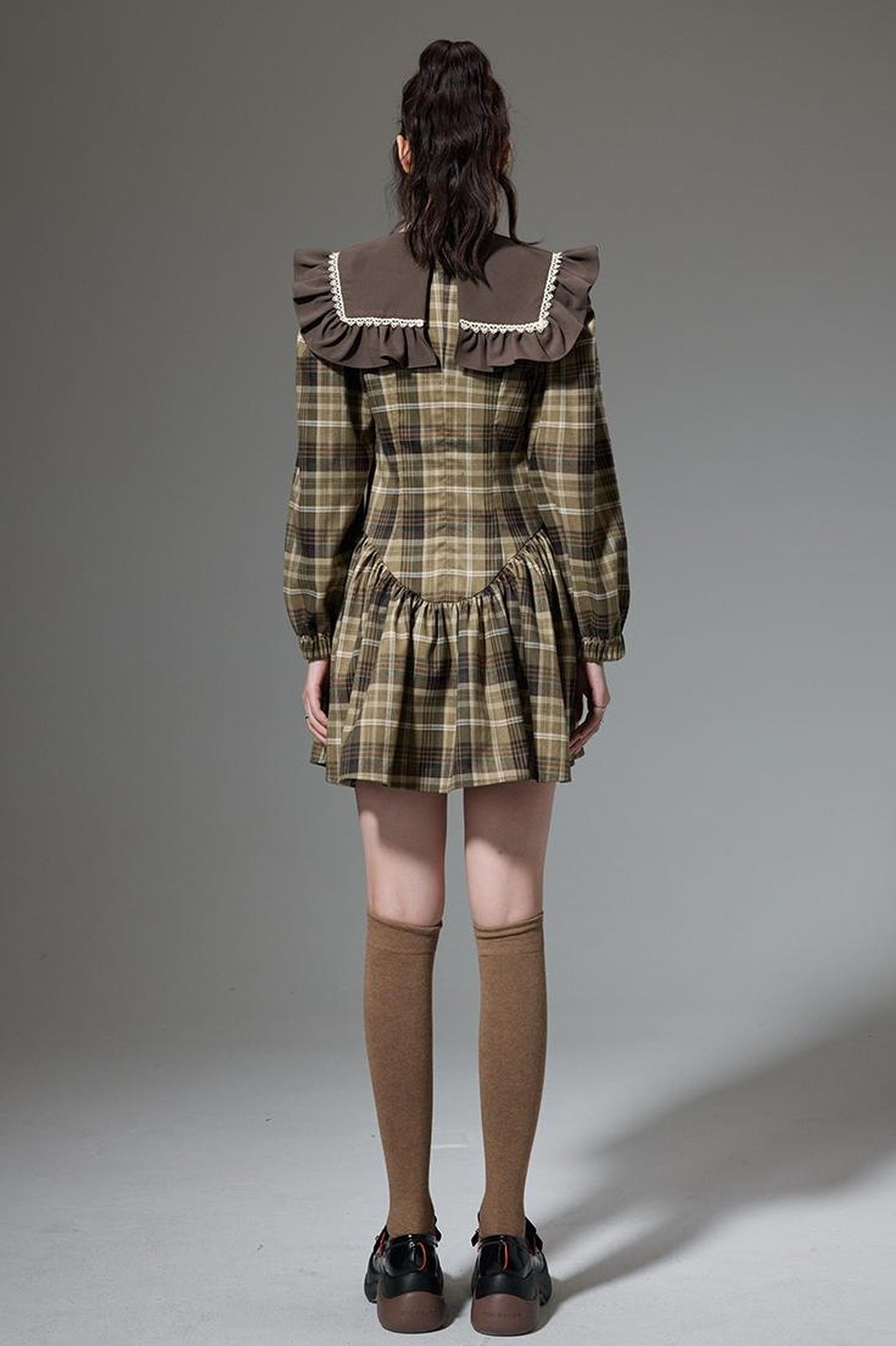 DIDDI MODA V Neck Ruffled Waist Flared Dress