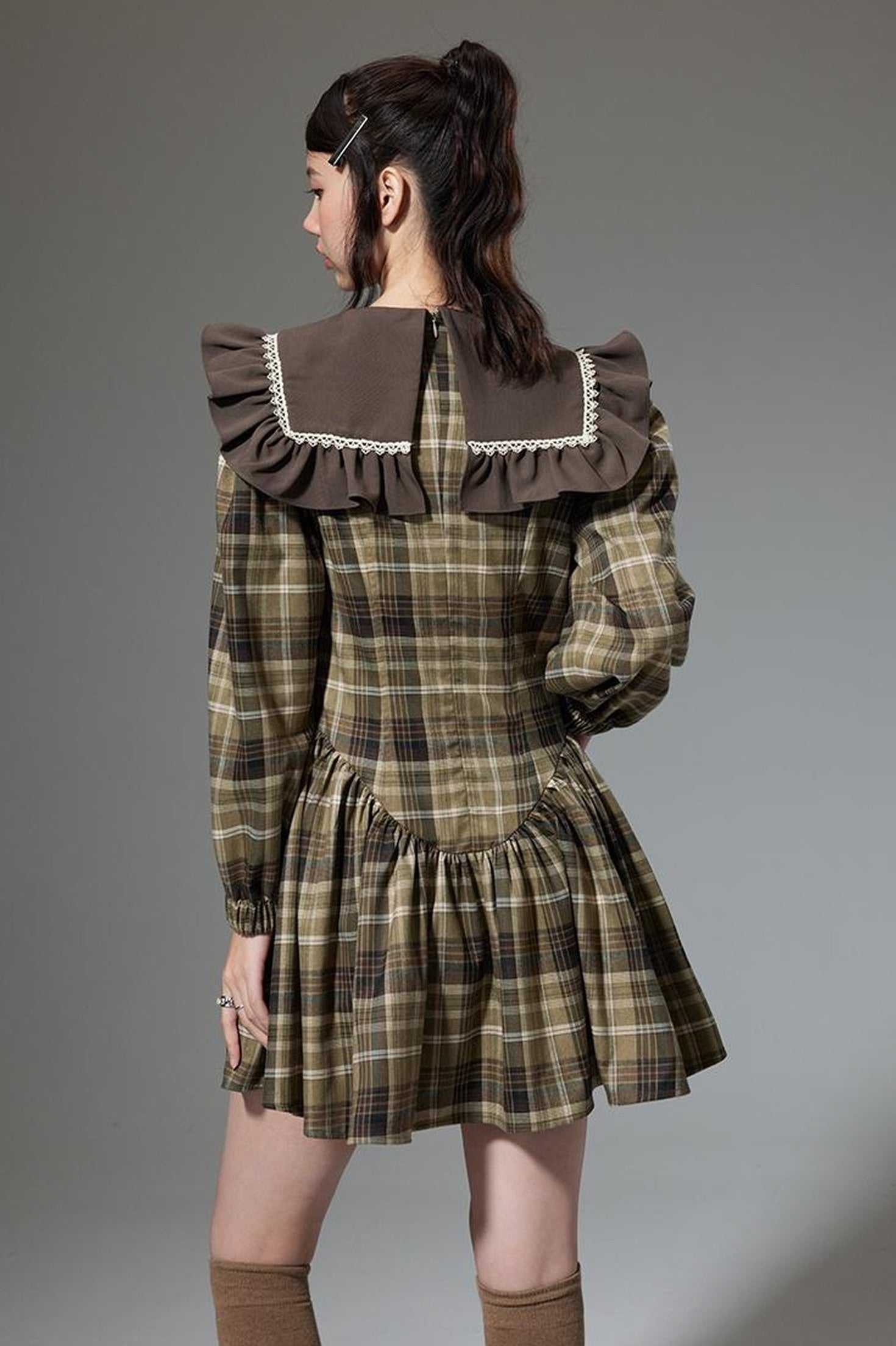 DIDDI MODA V Neck Ruffled Waist Flared Dress