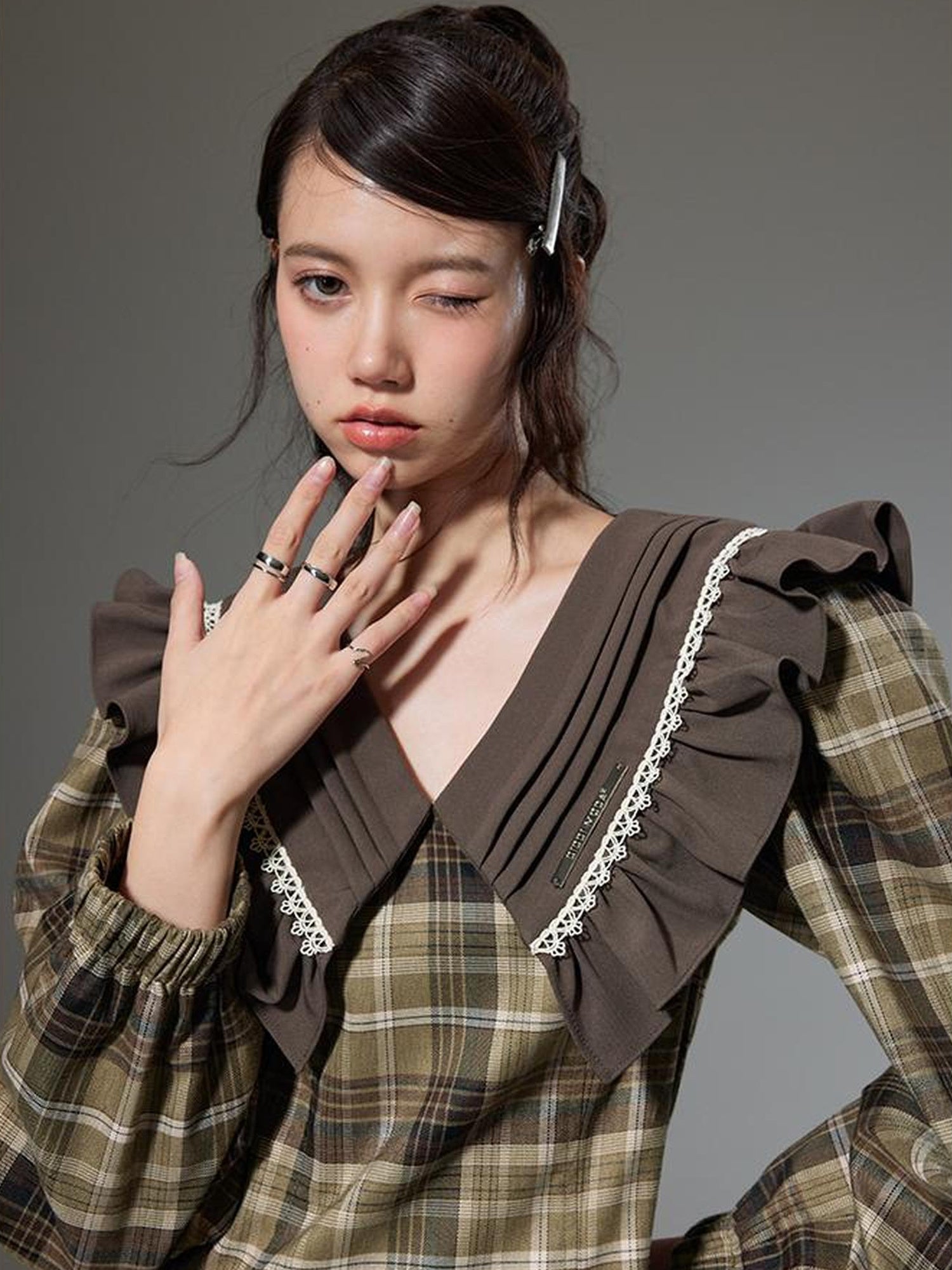 DIDDI MODA V Neck Ruffled Waist Flared Dress