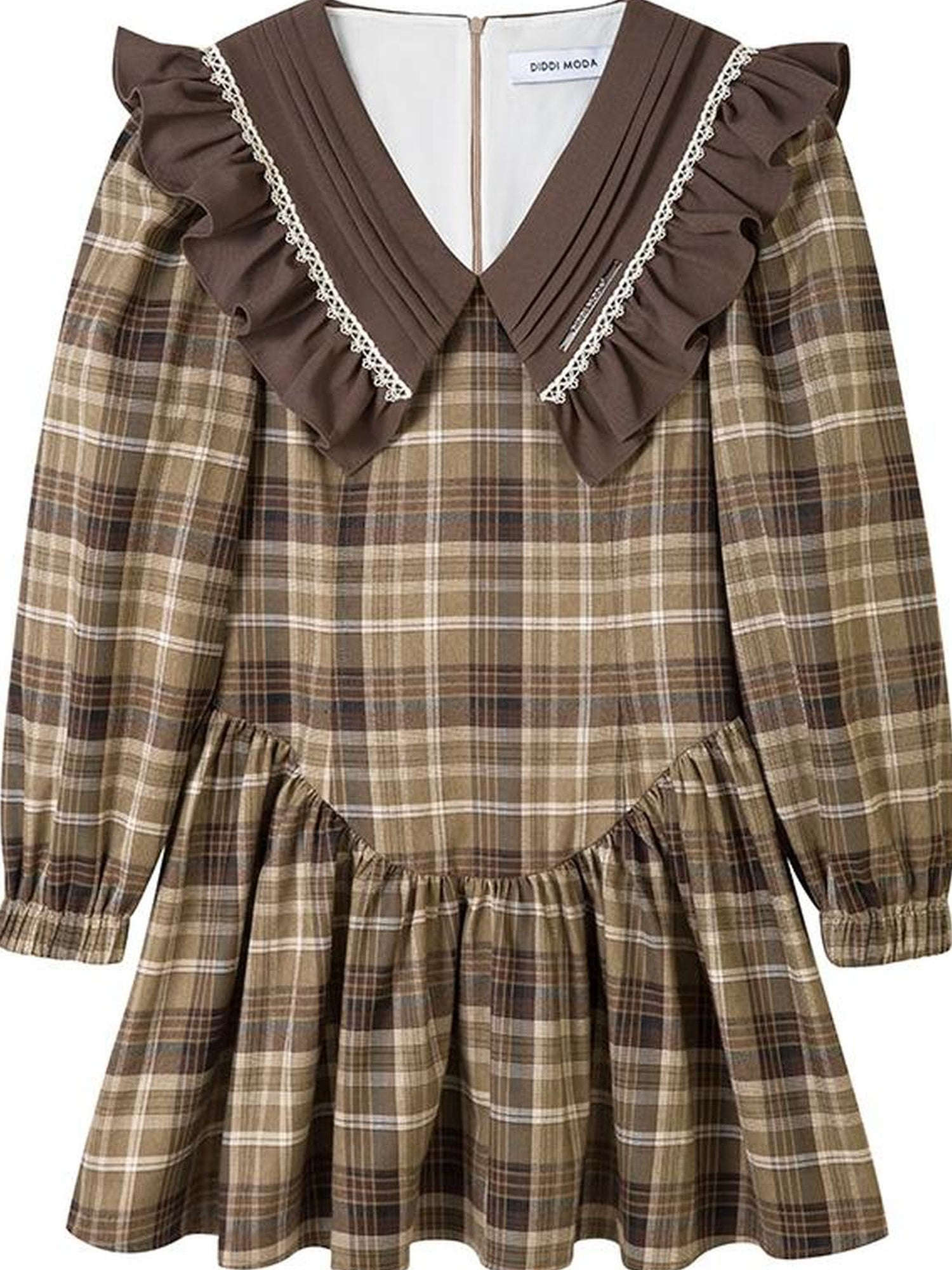 DIDDI MODA V Neck Ruffled Waist Flared Dress