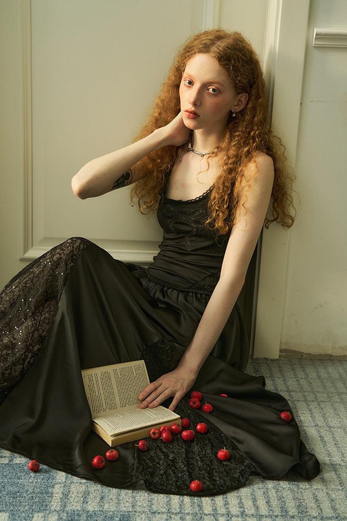 DIDDI MODA Vacation Lace Bow A Line Dress With Floral Embroidery