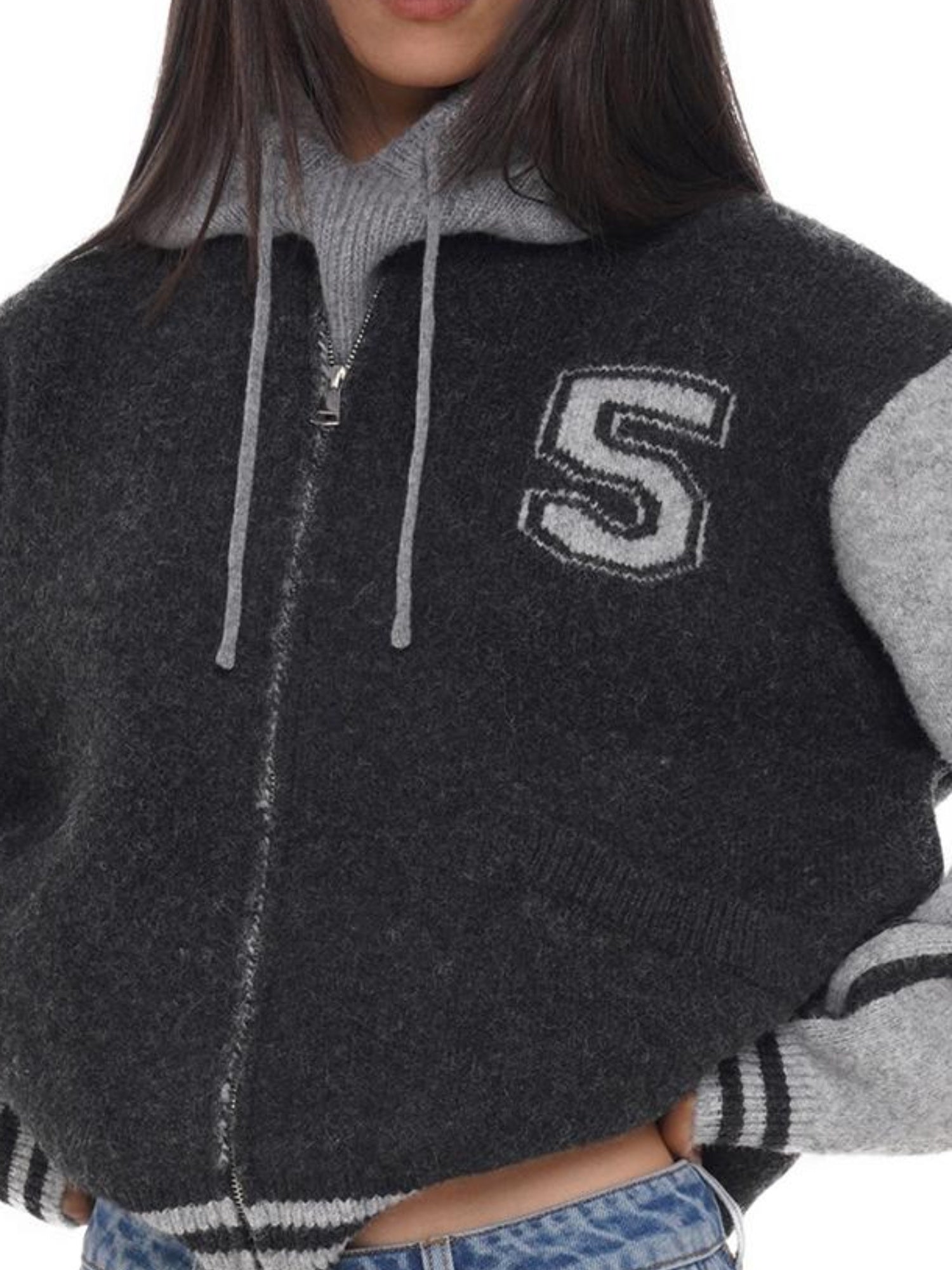 SweetChilling Varsity Style Loose Knit Baseball Cardigan Sweater