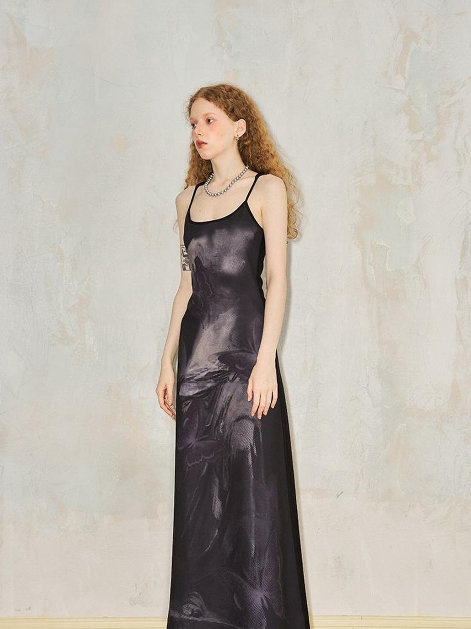 DIDDI MODA Venus Butterfly Print Slim Knit Strap Summer Dress