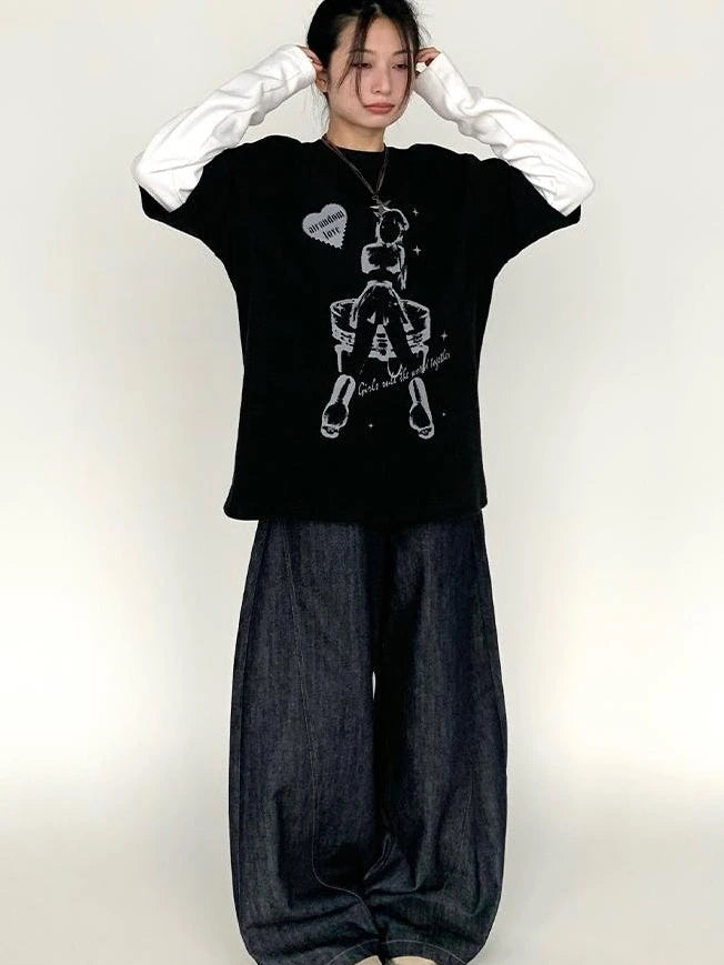 Vintage American Split Flare Jeans Wide Leg Pants