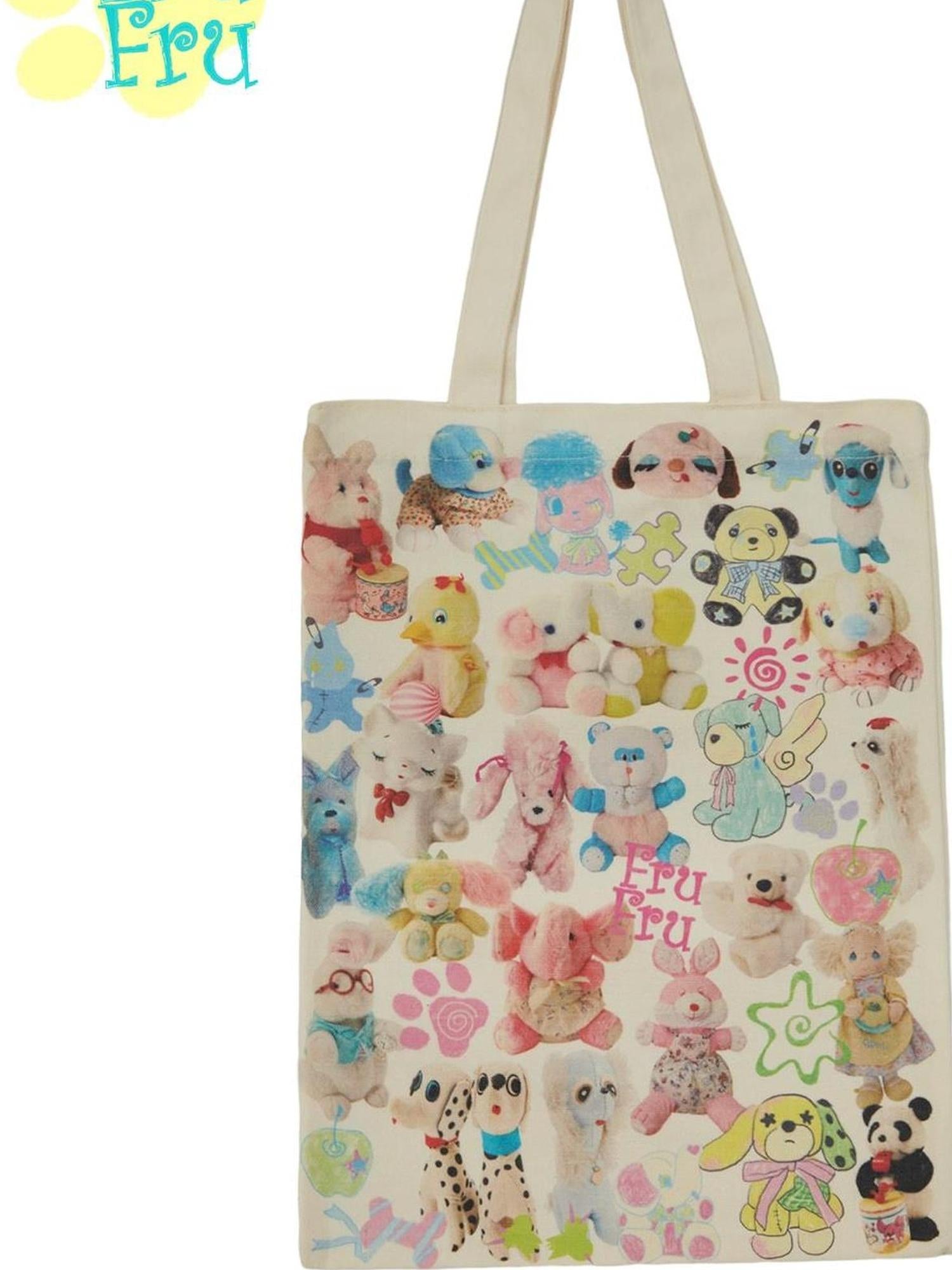 Frufru Gulu Vintage Animal Print Eco Canvas Tote Beige