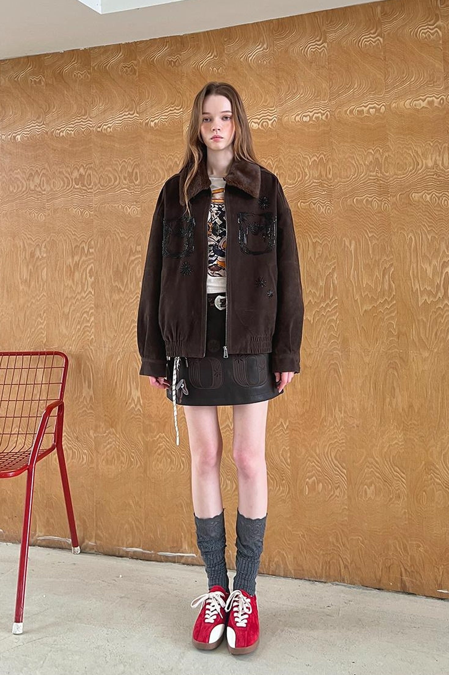 DIDDI MODA Vintage Beaded Collar Short Coat