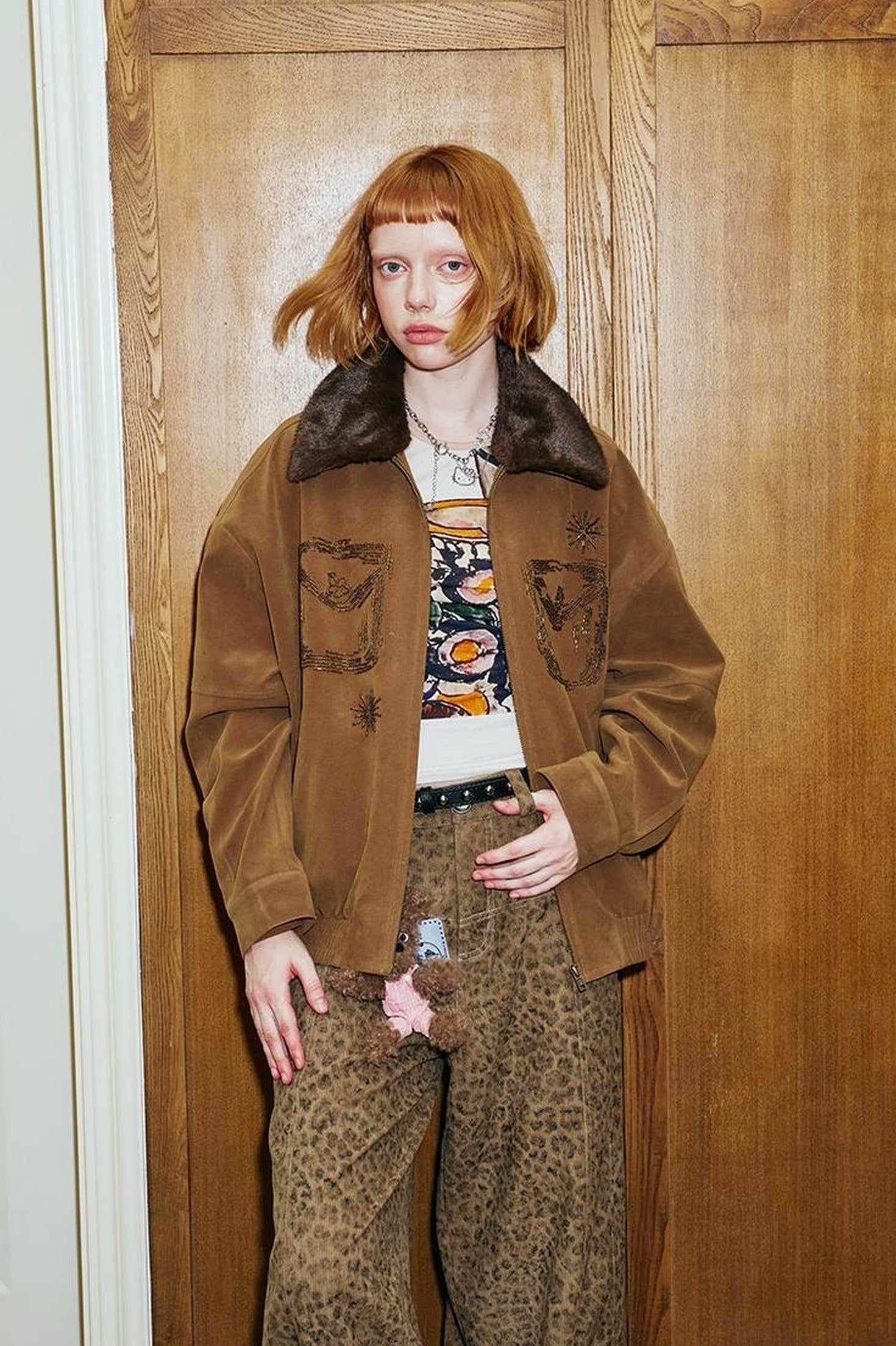 DIDDI MODA Vintage Beaded Collar Short Coat