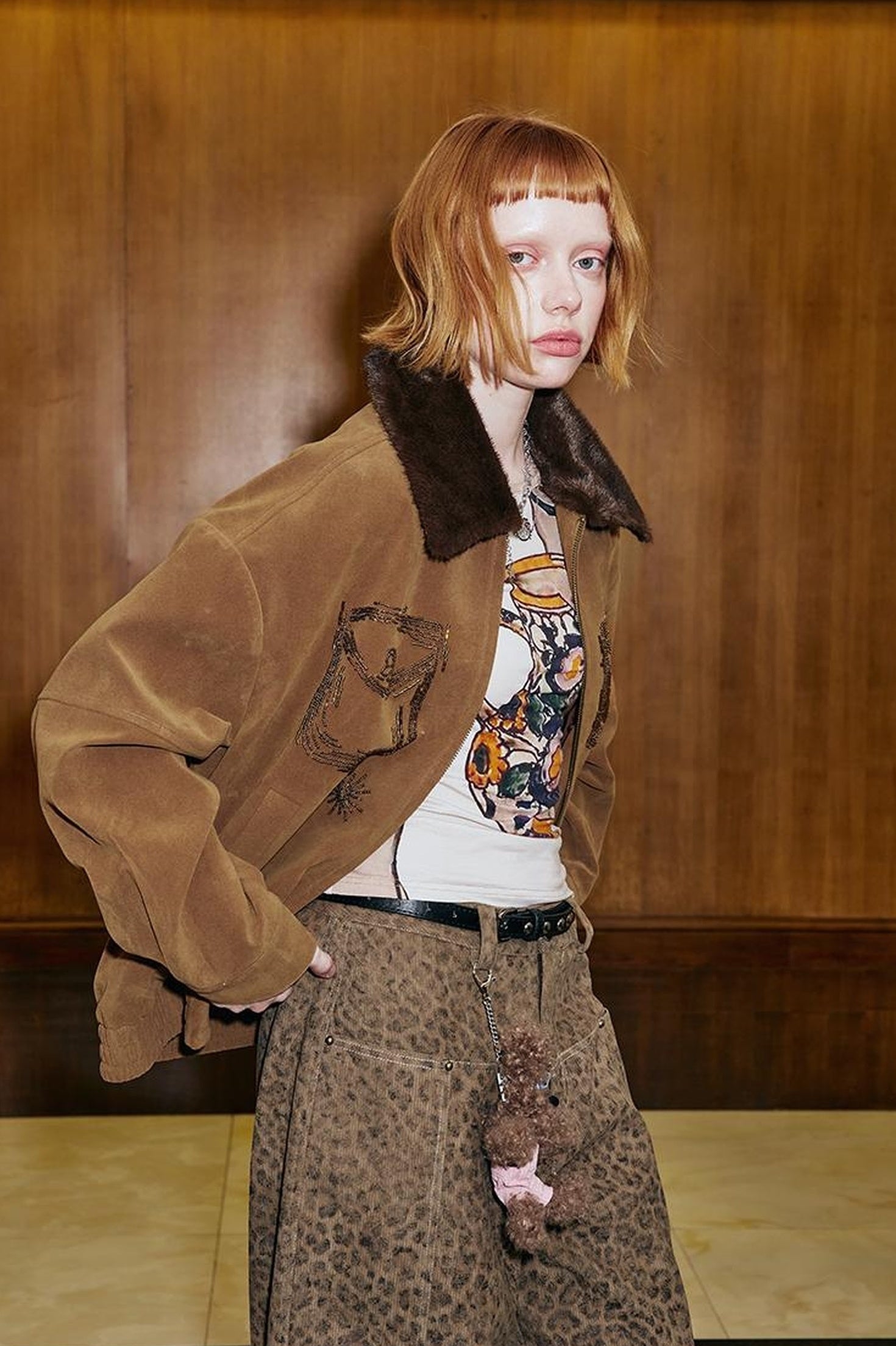 DIDDI MODA Vintage Beaded Collar Short Coat