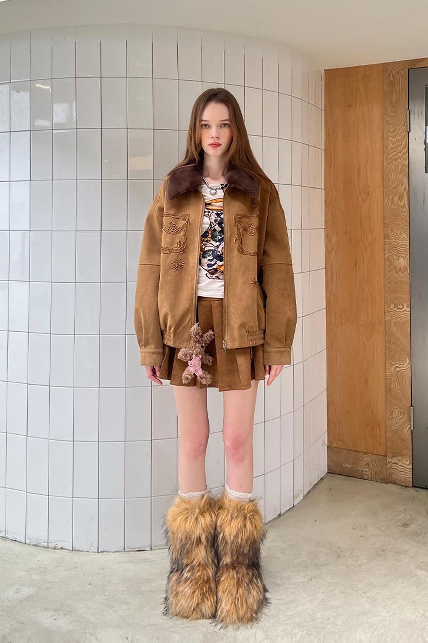 DIDDI MODA Vintage Beaded Collar Short Coat
