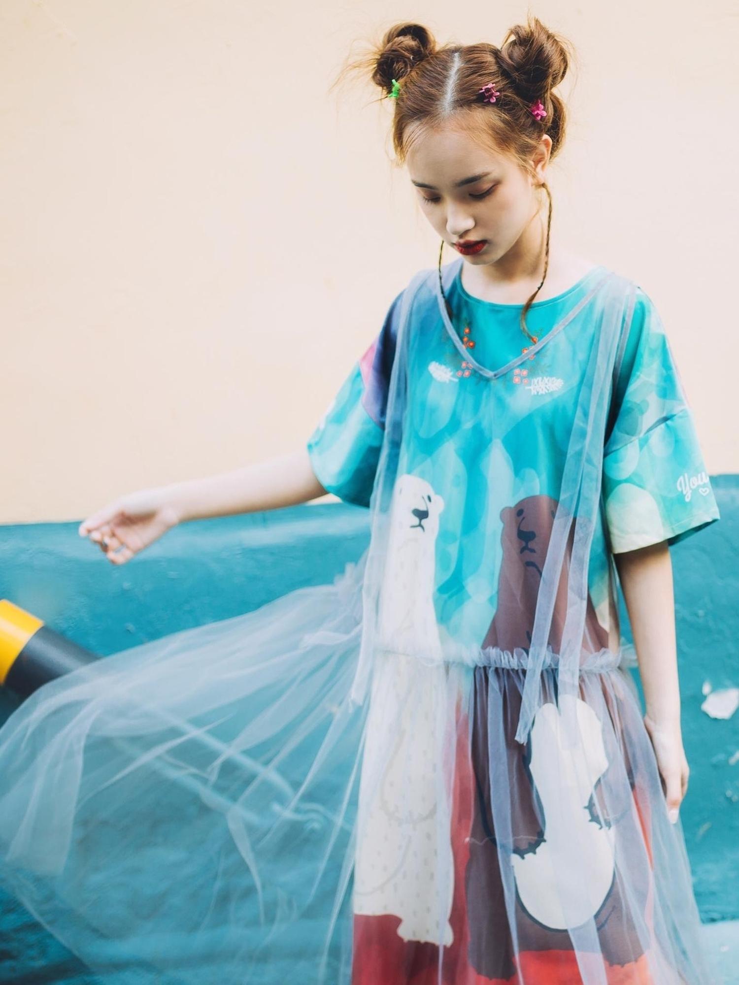 Sweet Mi Vintage Bear Print Oversized T Shirt Dress Summer Casual Long Tee