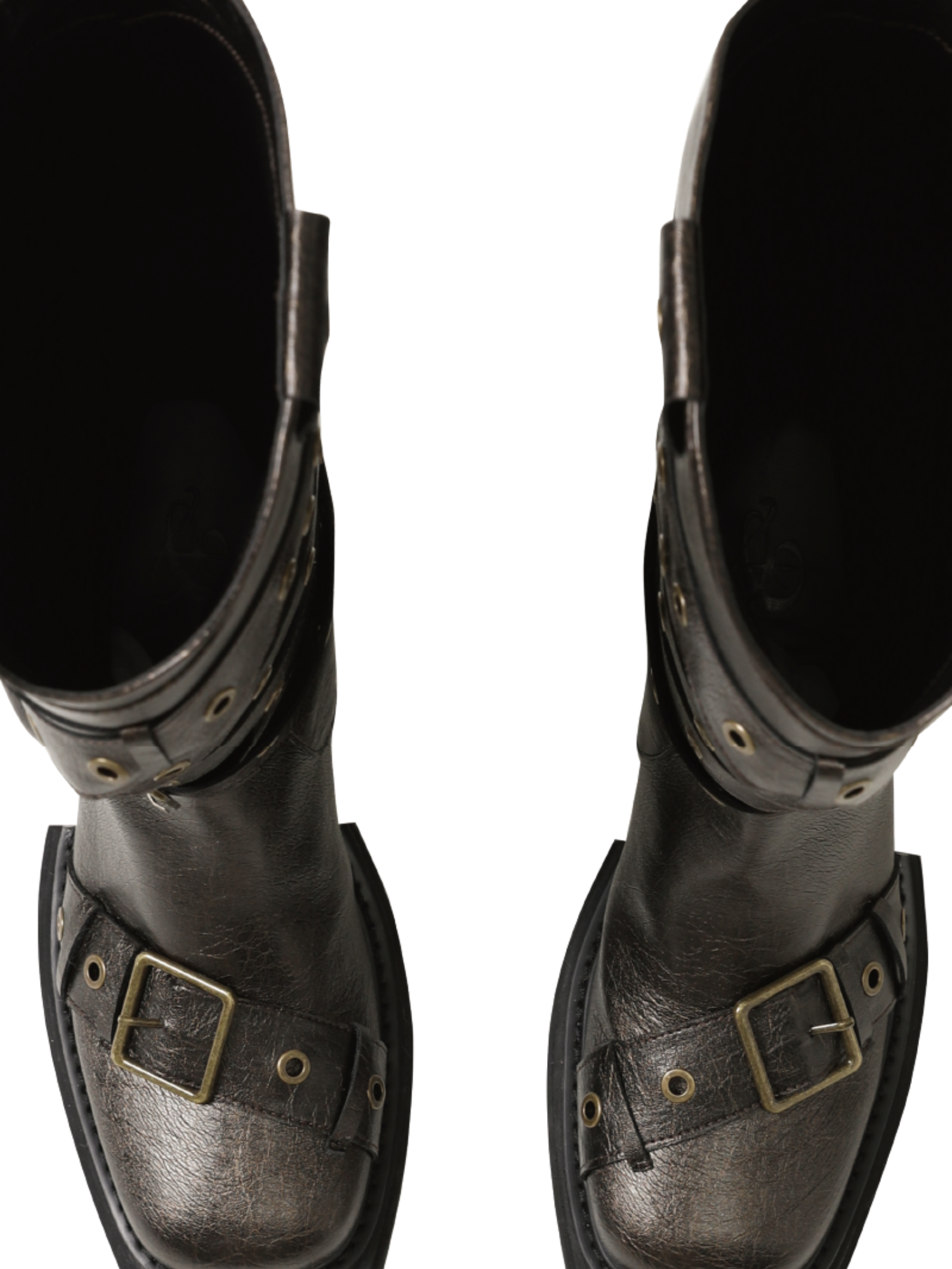 2th Desire Vintage Black Brown Chunky Heel Knee High Boots Women Shoes