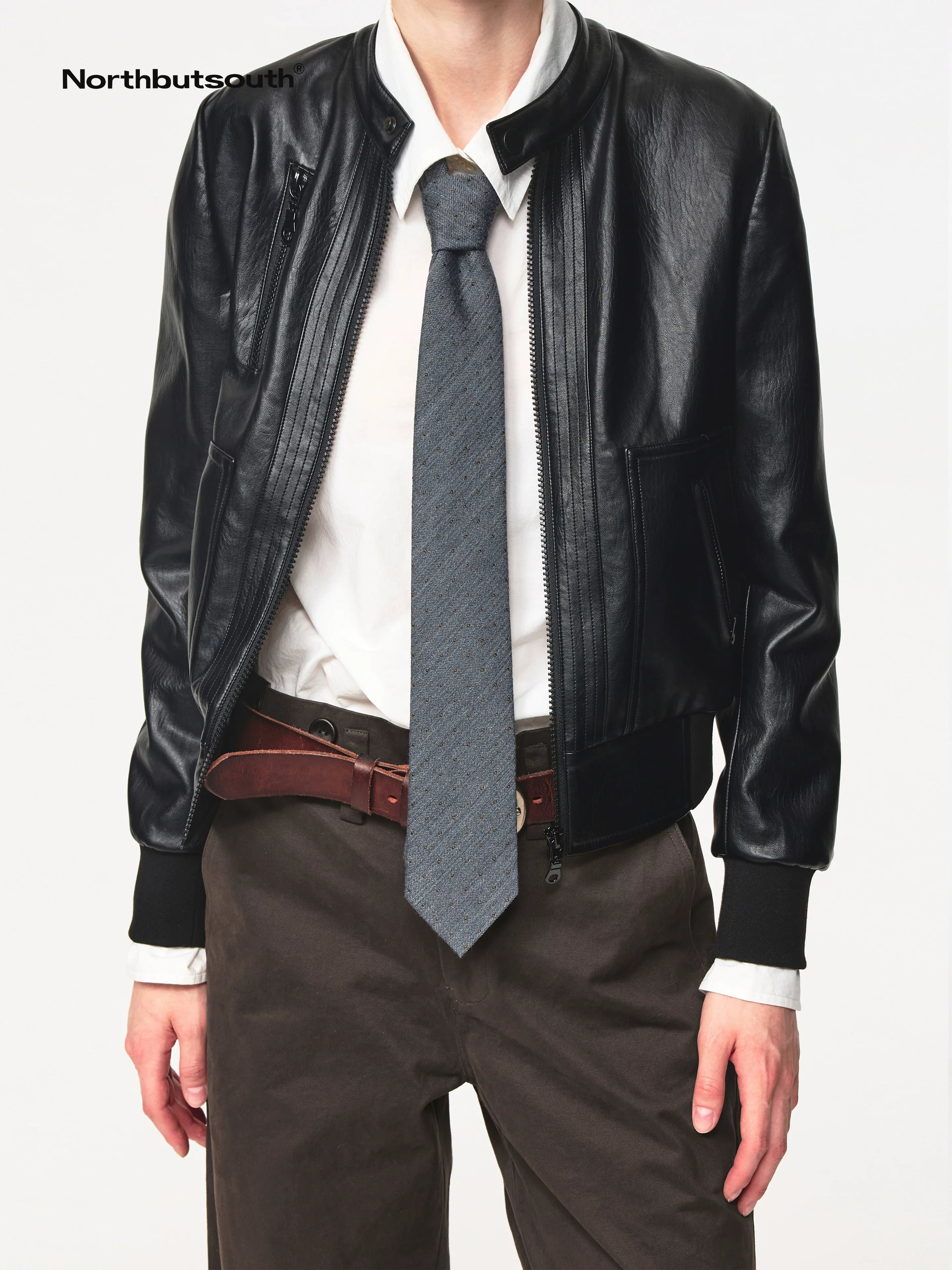 Vintage Black Cropped PU Leather Jacket With Waist Detail