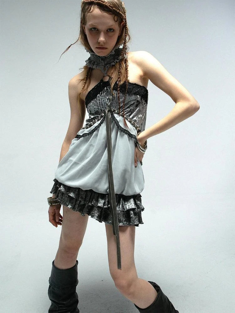 Vintage Boho Off-Shoulder Ruffle Bustier Top