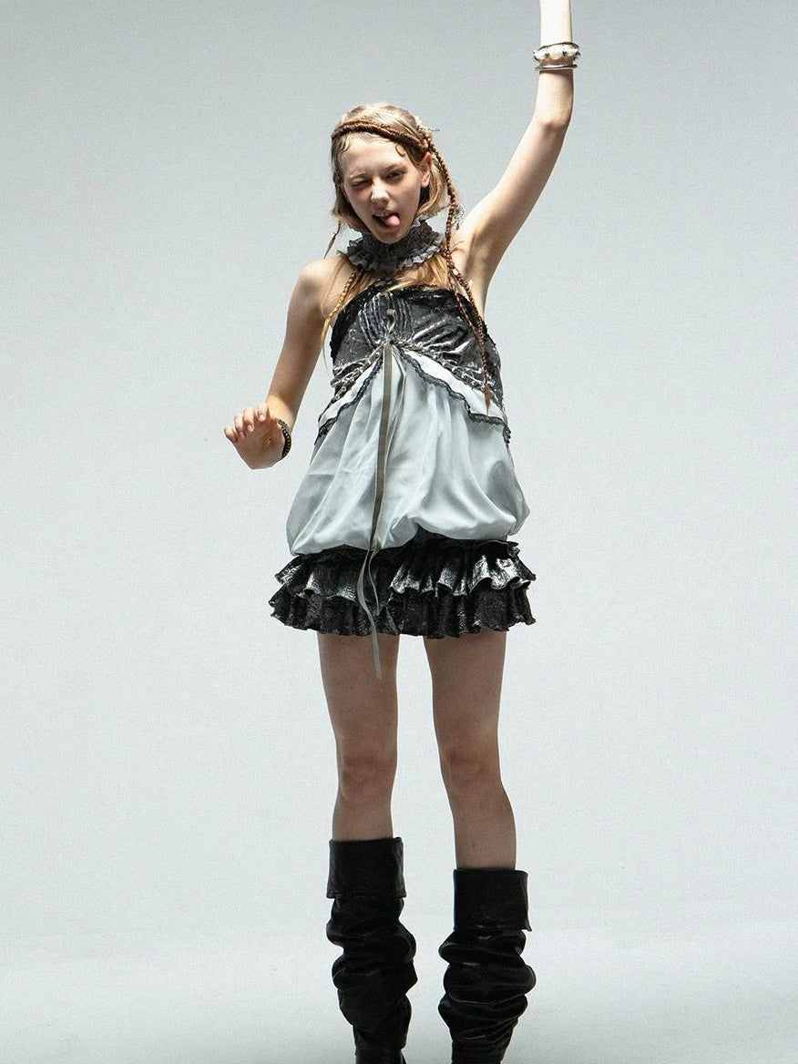 Vintage Boho Off-Shoulder Ruffle Bustier Top